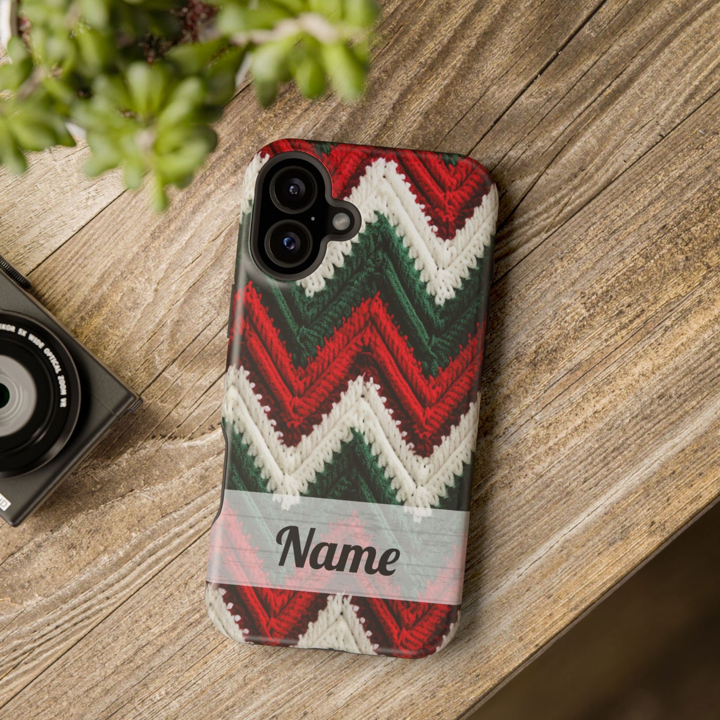 Vintage Christmas Crocheted Afghan Phone Case - Personalized Christmas Phone Case Impact-Resistant Case