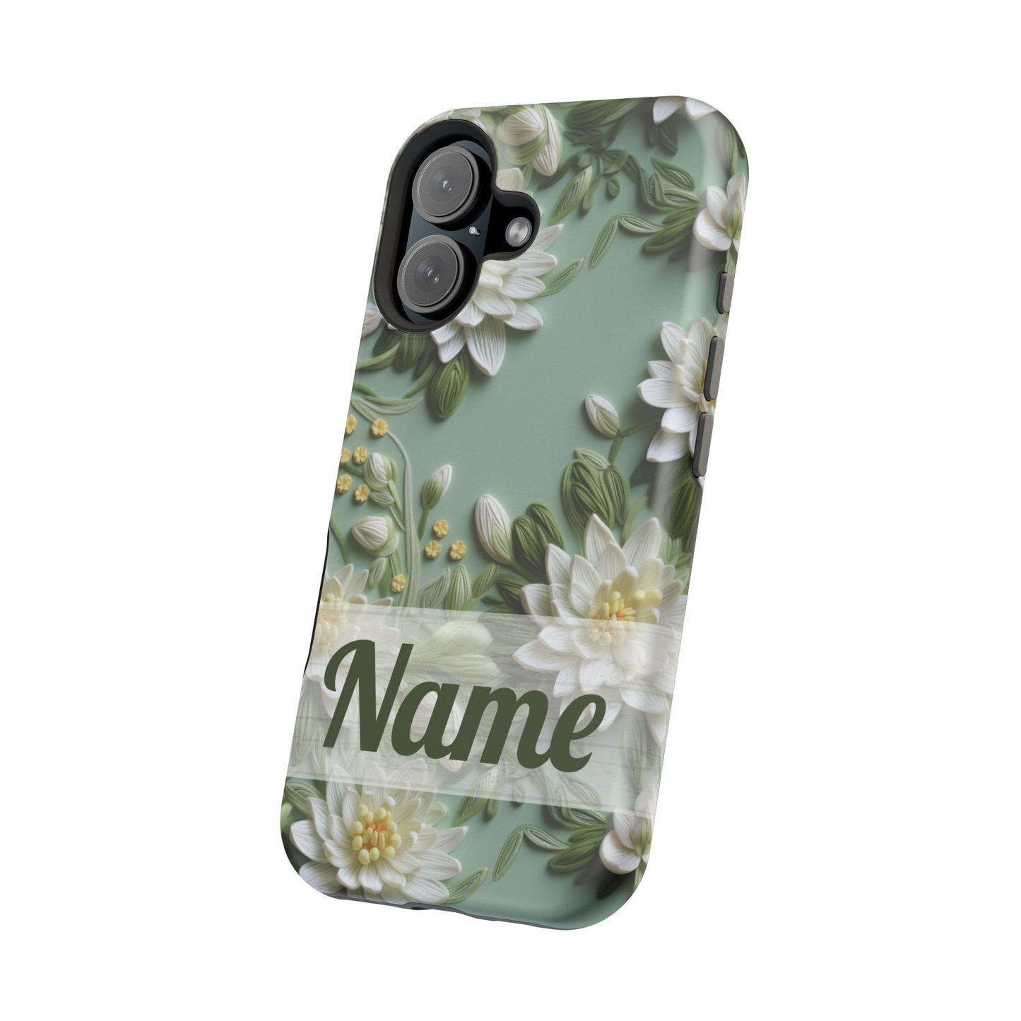 July Birth Flower Phone Case • Embroidered Water Lily iPhone Cover • Pastel MagSafe Gift