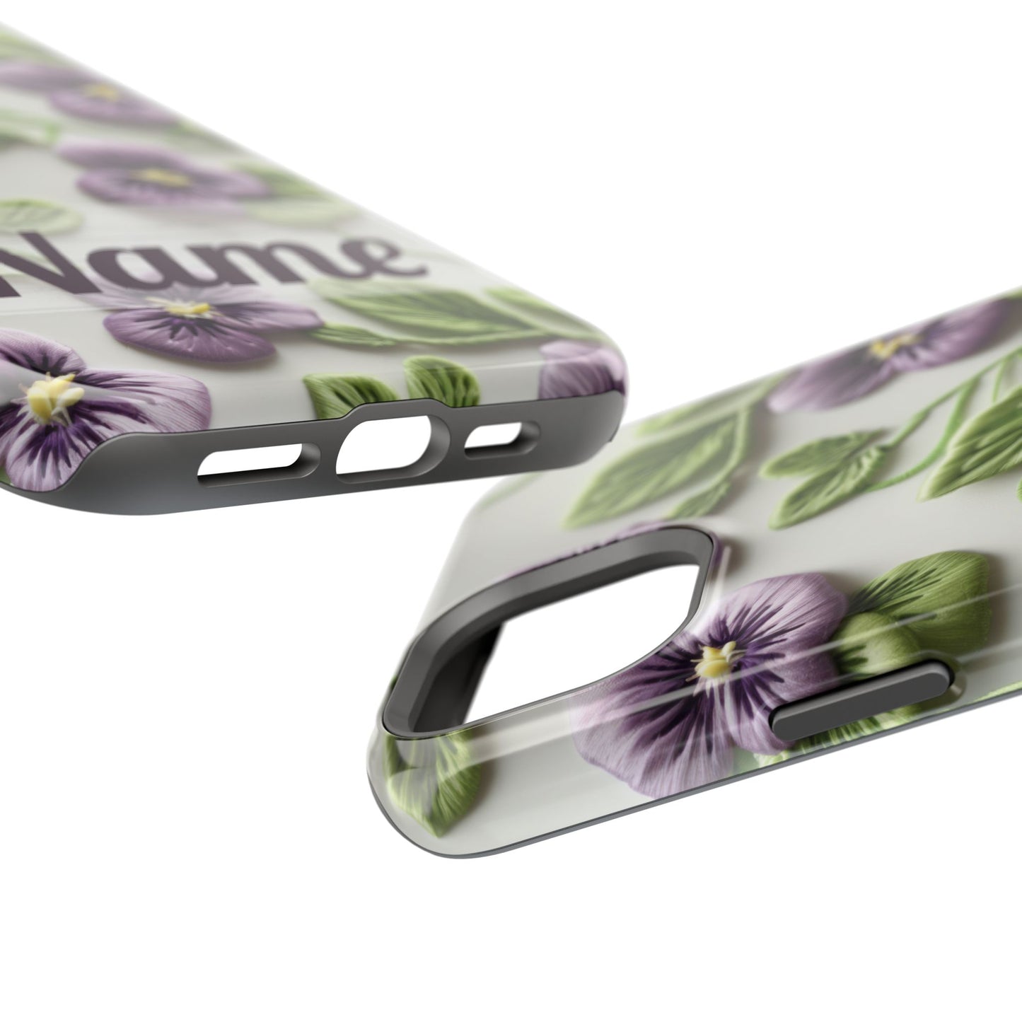 February Birth Flower Phone Case • Violet Embroidery iPhone Cover • MagSafe Gift for Her