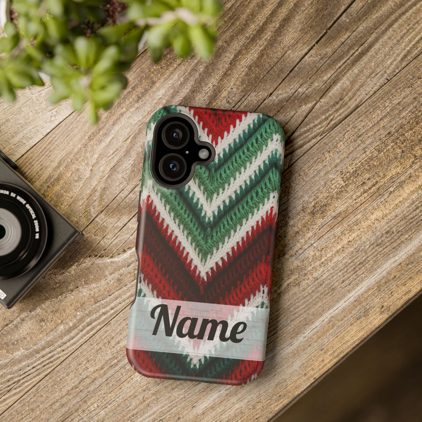 Vintage Christmas Crocheted Afghan Phone Case - Personalized Christmas Phone Case Impact-Resistant Case