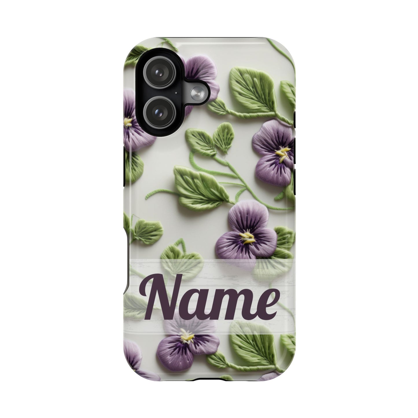 February Birth Flower Phone Case • Violet Embroidery iPhone Cover • MagSafe Gift for Her