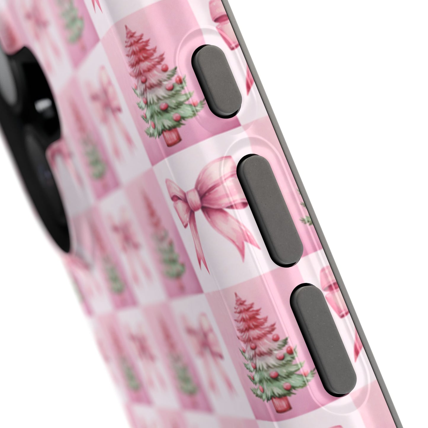 Pink Retro Christmas Tree & Coquette Phone Case - Christmas Phone Case Impact-Resistant Cases iPhone Samsung