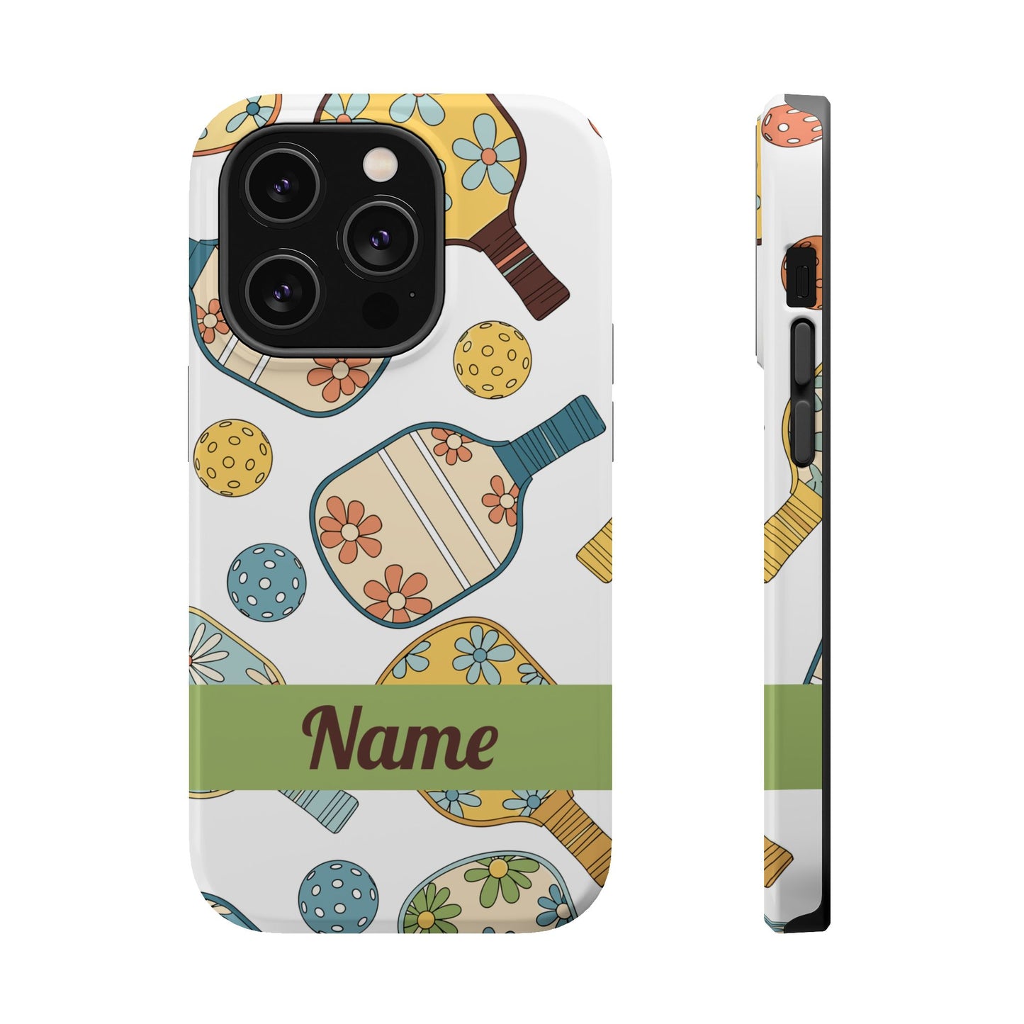 Custom, Personalized Retro Pickleball iPhone Case Custom Magnetic Tough Case Personalized