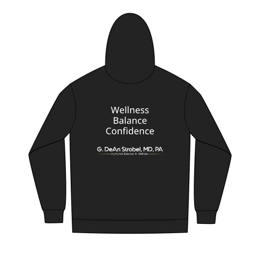 CLINIC Wellness Balance Confidence Black Hoodie — Medical Practice Full-Zip Hoodie