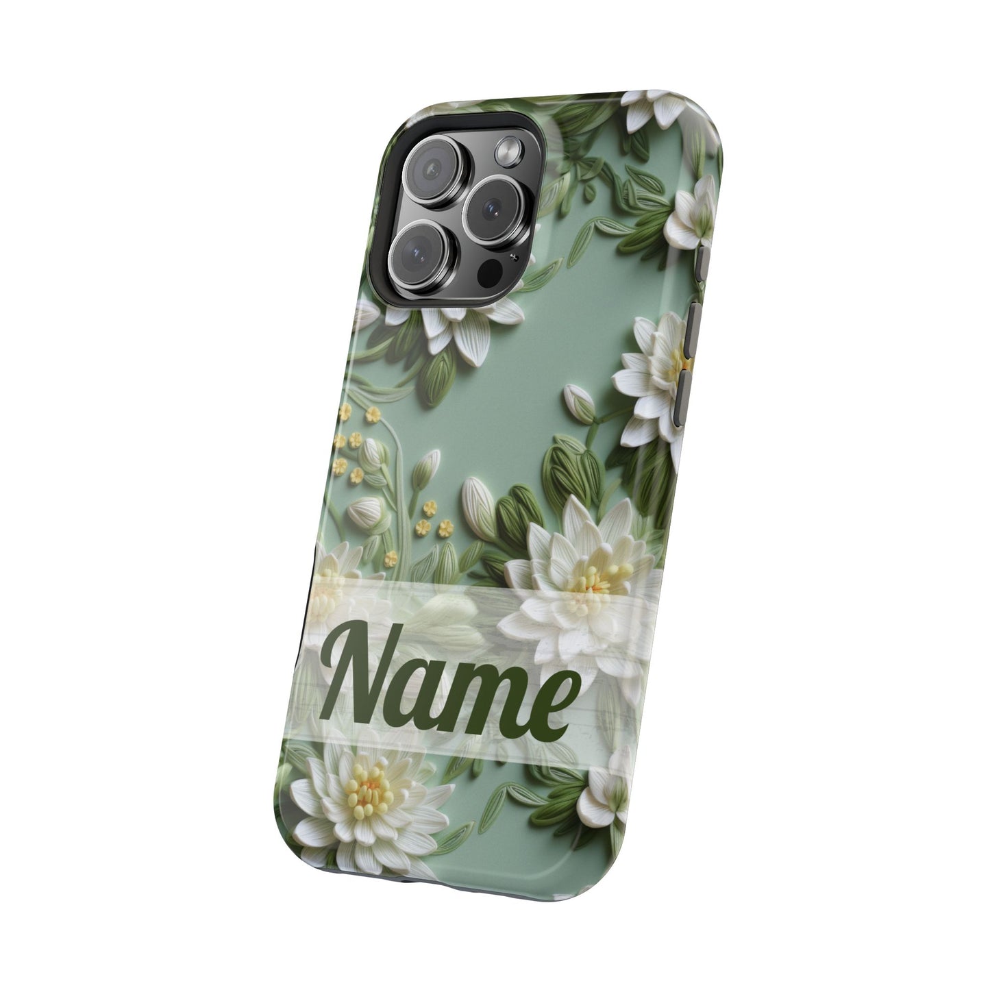 July Birth Flower Phone Case • Embroidered Water Lily iPhone Cover • Pastel MagSafe Gift