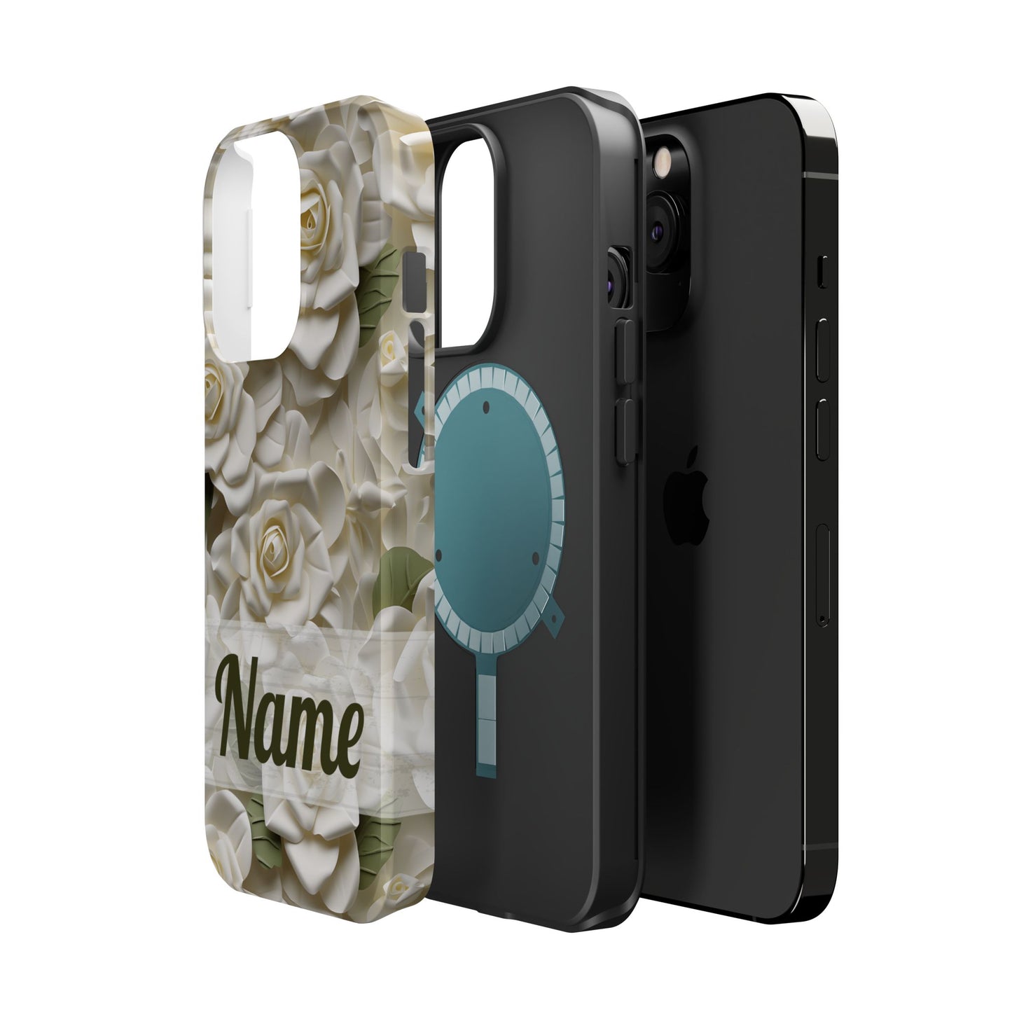 June Birth Flower Phone Case • White Paper Rose iPhone Cover • 3D Floral MagSafe Gift