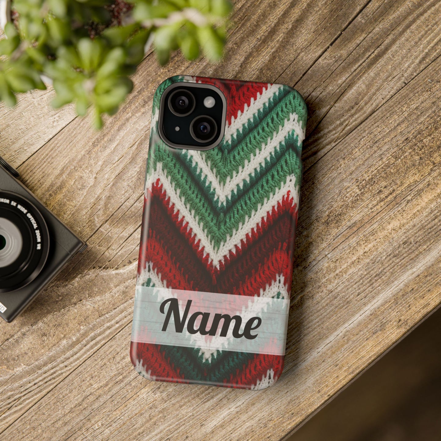Vintage Christmas Crocheted Afghan Phone Case - Personalized Christmas Phone Case Impact-Resistant Case