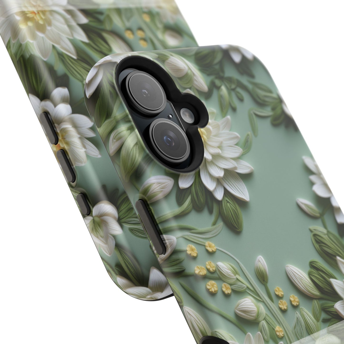 July Birth Flower Phone Case • Embroidered Water Lily iPhone Cover • Pastel MagSafe Gift