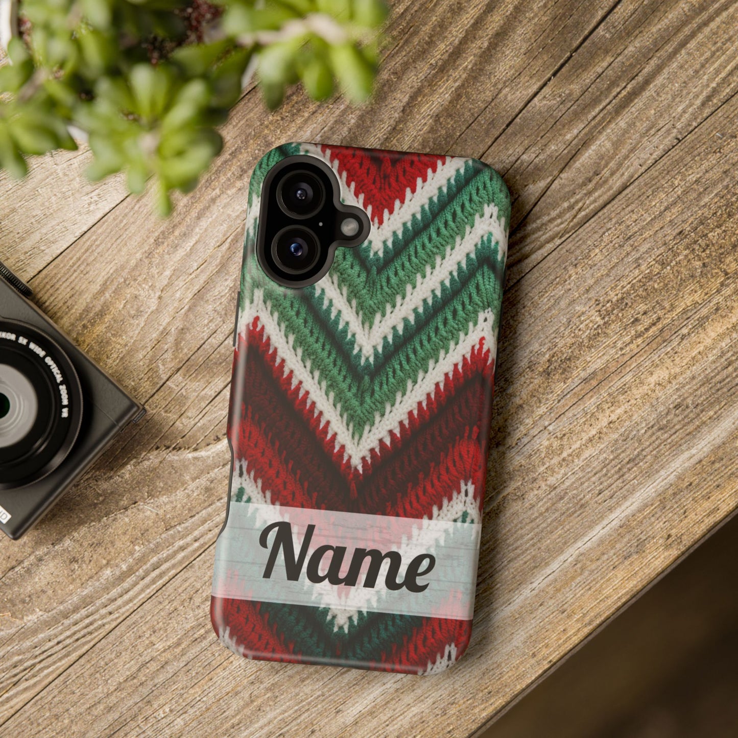 Vintage Christmas Crocheted Afghan Phone Case - Personalized Christmas Phone Case Impact-Resistant Case