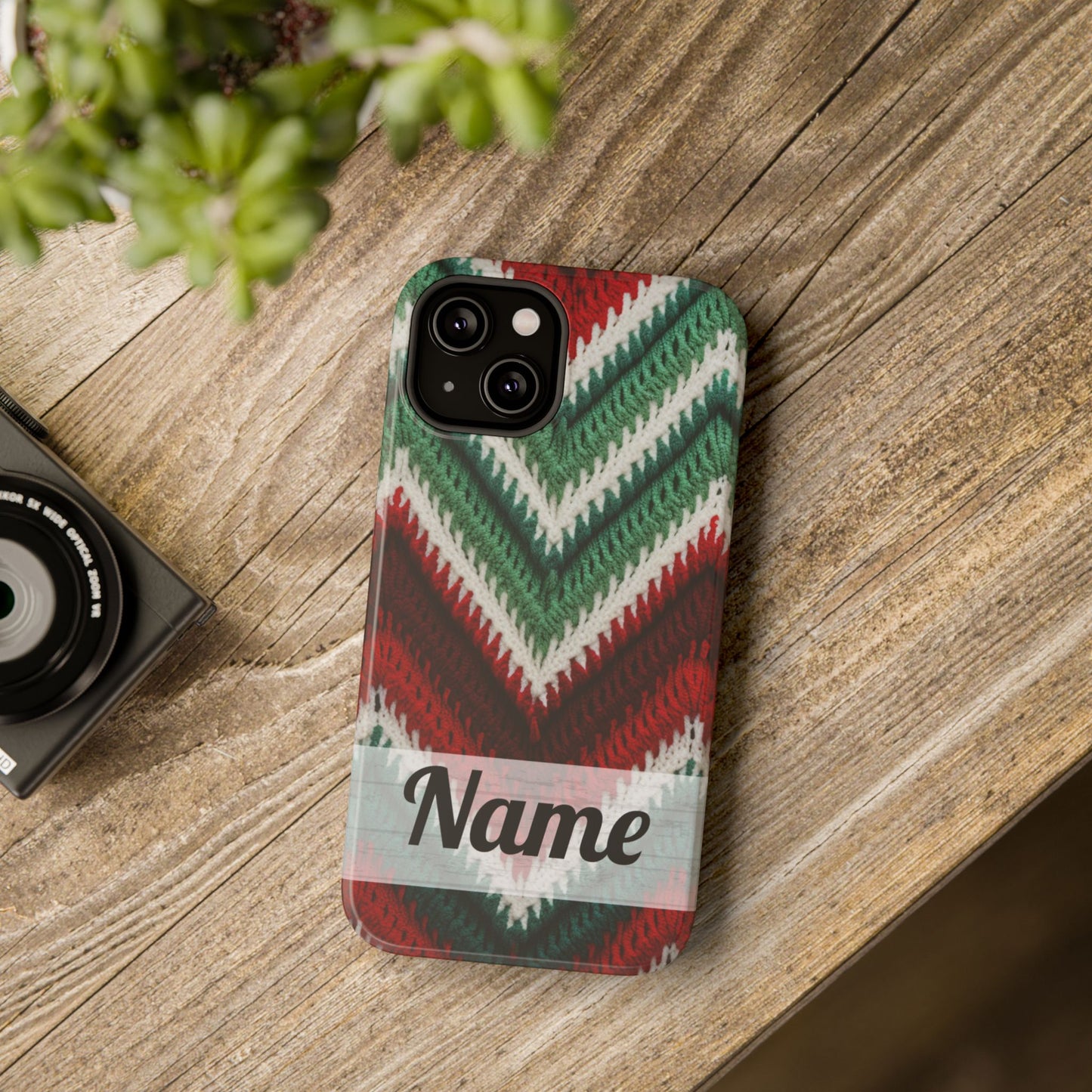 Vintage Christmas Crocheted Afghan Phone Case - Personalized Christmas Phone Case Impact-Resistant Case