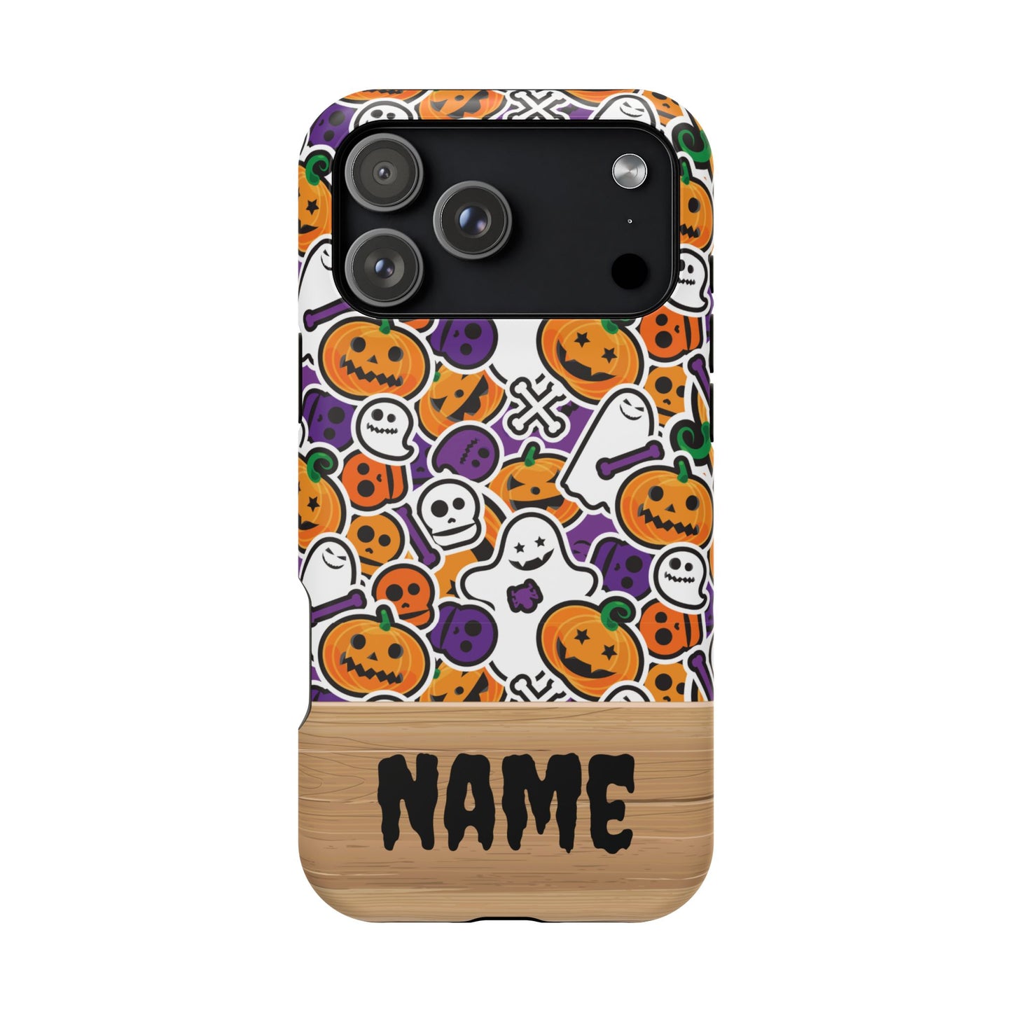 Custom, Personalized Halloween Magnetic Tough Cases for iPhone - purple pumpkin ghost skull phone case