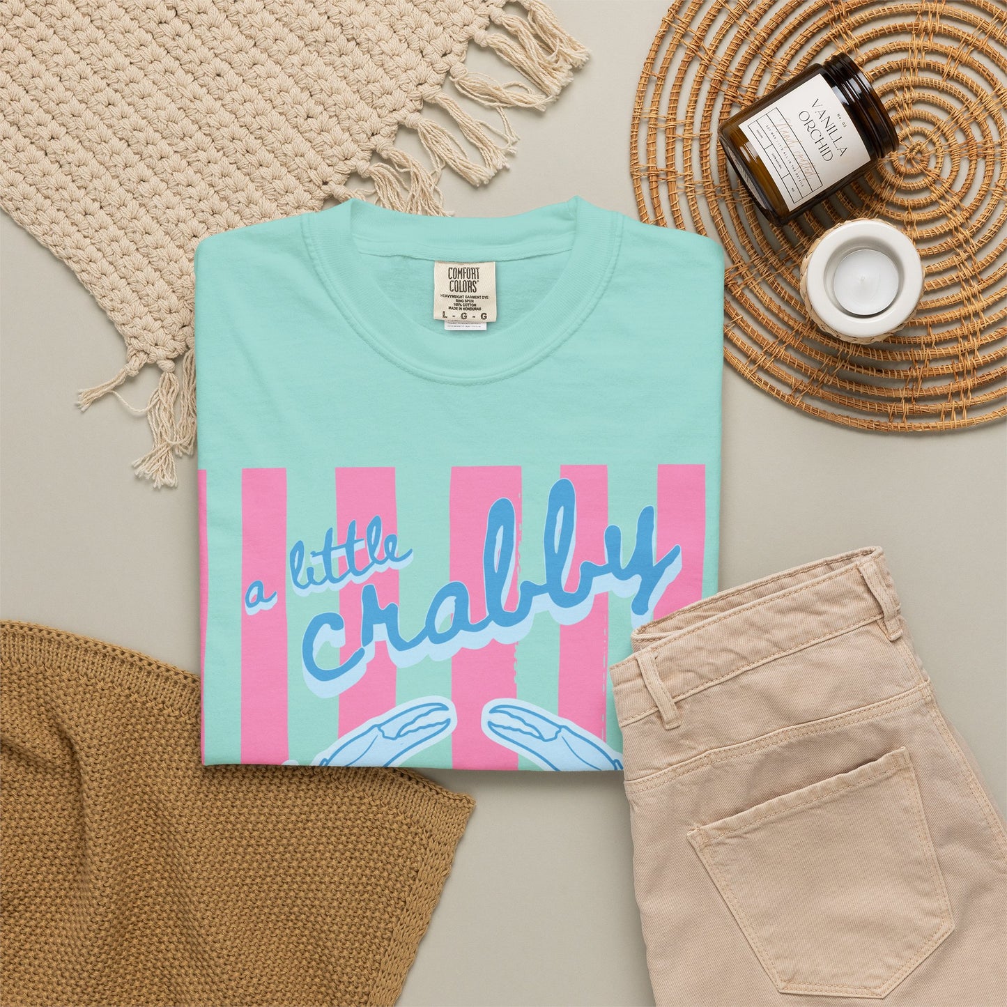 CAJUN DEB Crabby T-Shirt — "A Little Crabby" Blue Crab Graphic Comfort Colors Tee