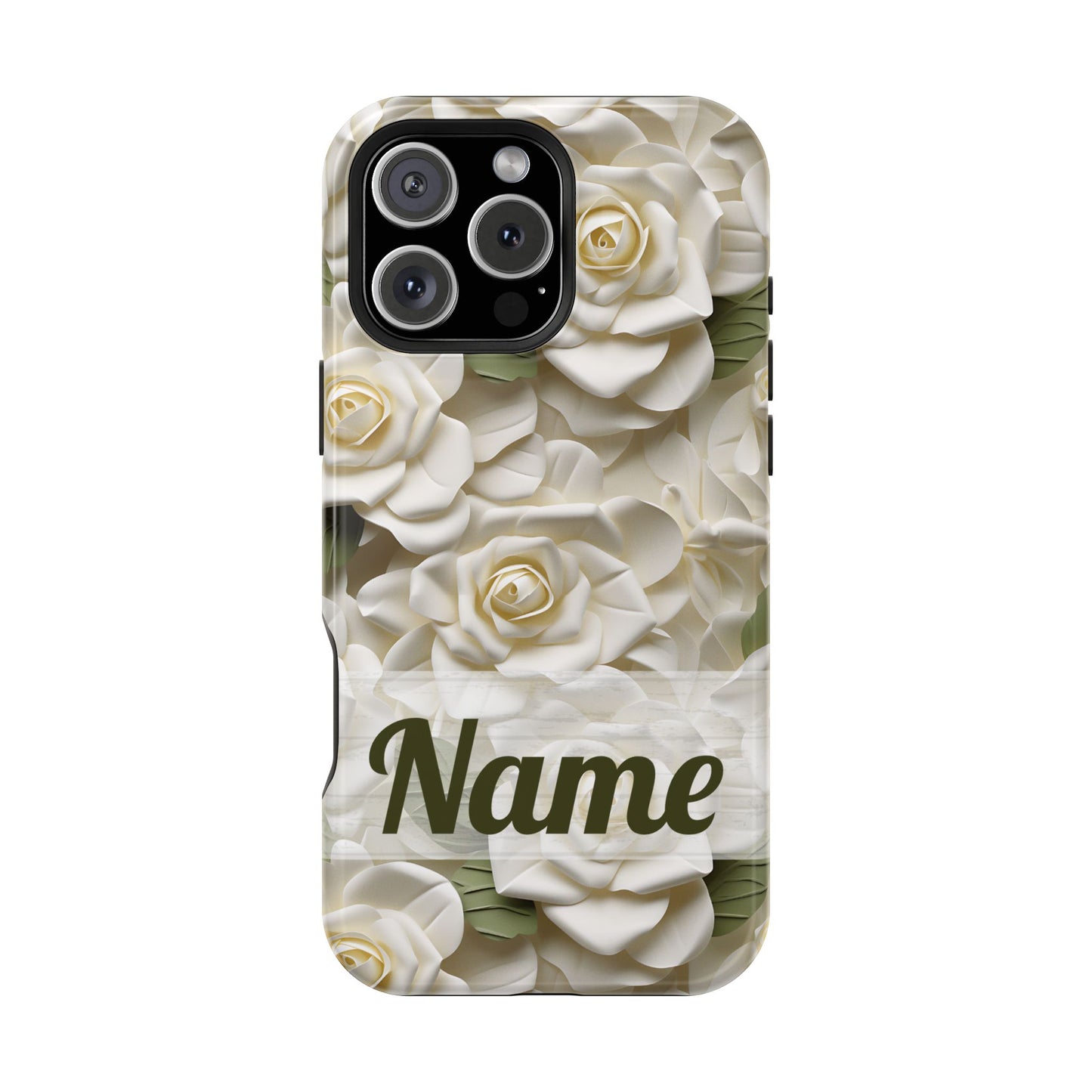 June Birth Flower Phone Case • White Paper Rose iPhone Cover • 3D Floral MagSafe Gift