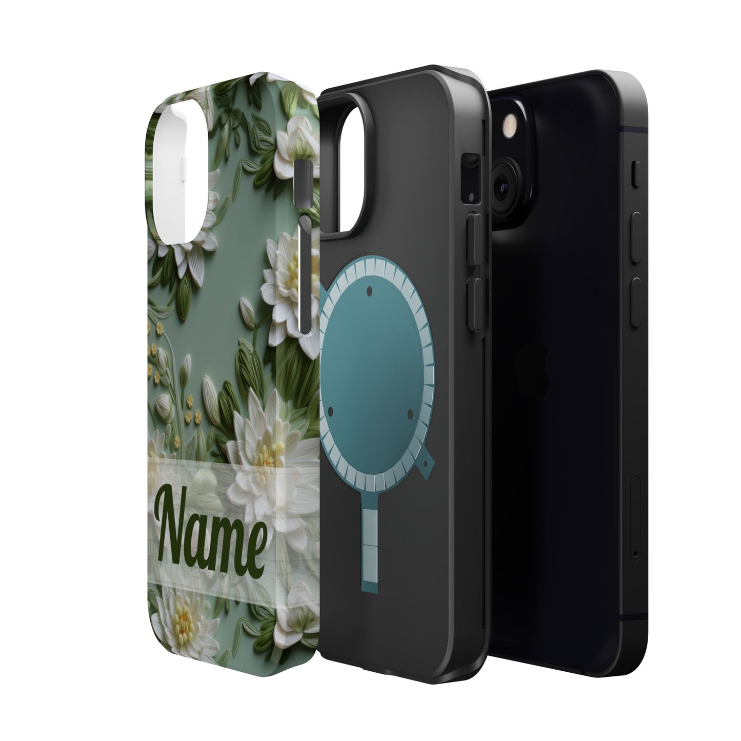 July Birth Flower Phone Case • Embroidered Water Lily iPhone Cover • Pastel MagSafe Gift