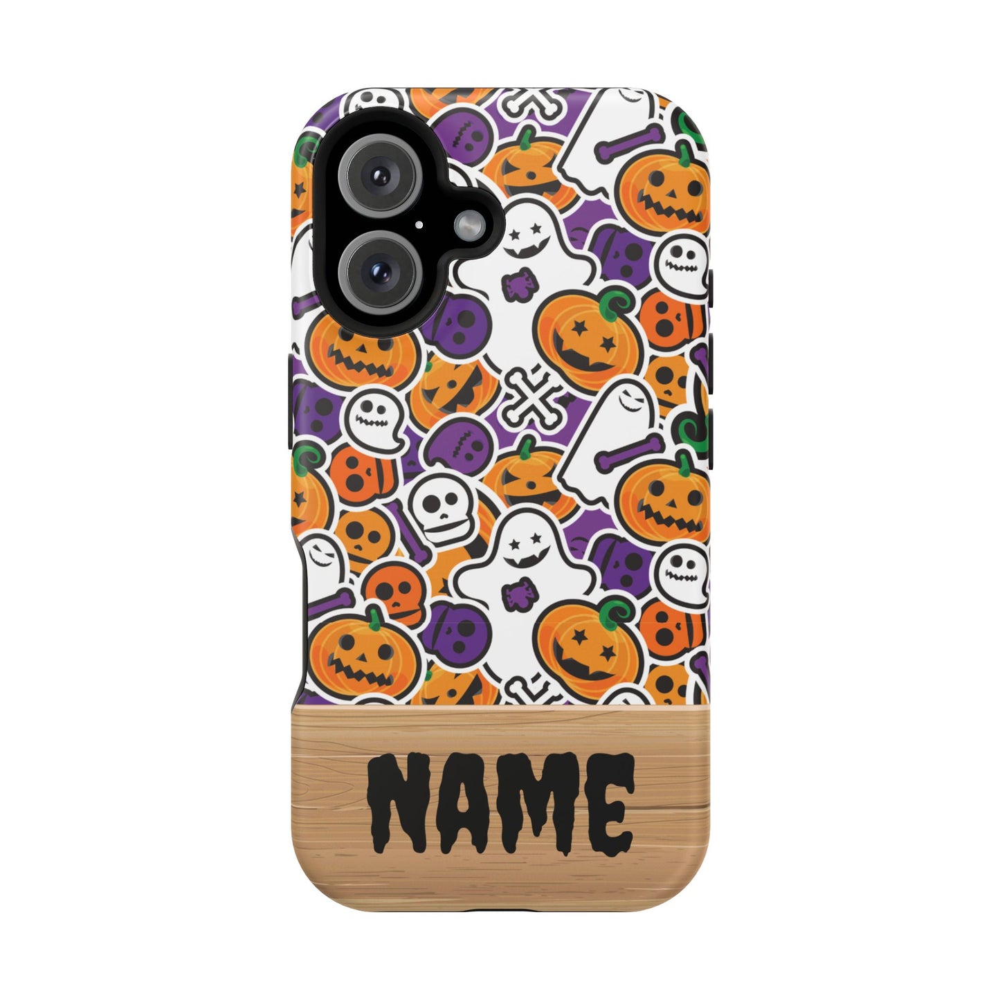 Custom, Personalized Halloween Magnetic Tough Cases for iPhone - purple pumpkin ghost skull phone case