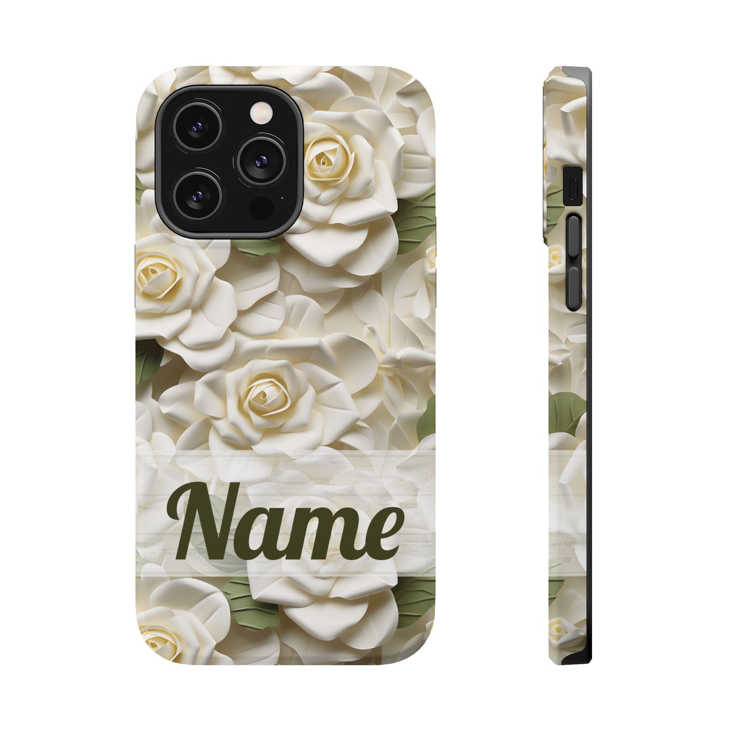 June Birth Flower Phone Case • White Paper Rose iPhone Cover • 3D Floral MagSafe Gift