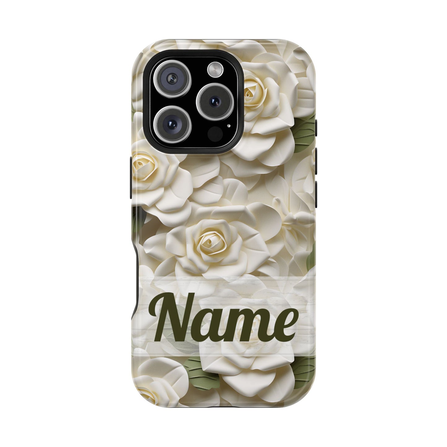 June Birth Flower Phone Case • White Paper Rose iPhone Cover • 3D Floral MagSafe Gift