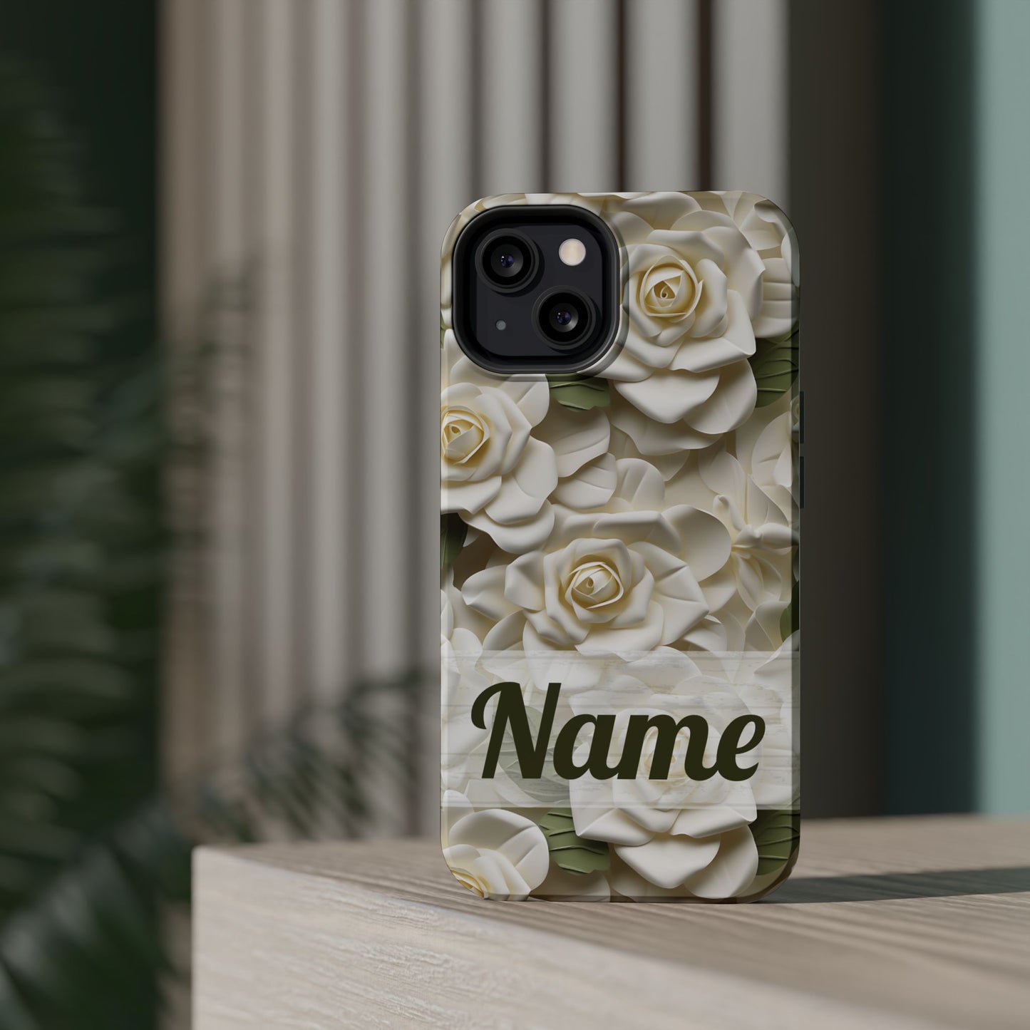 June Birth Flower Phone Case • White Paper Rose iPhone Cover • 3D Floral MagSafe Gift