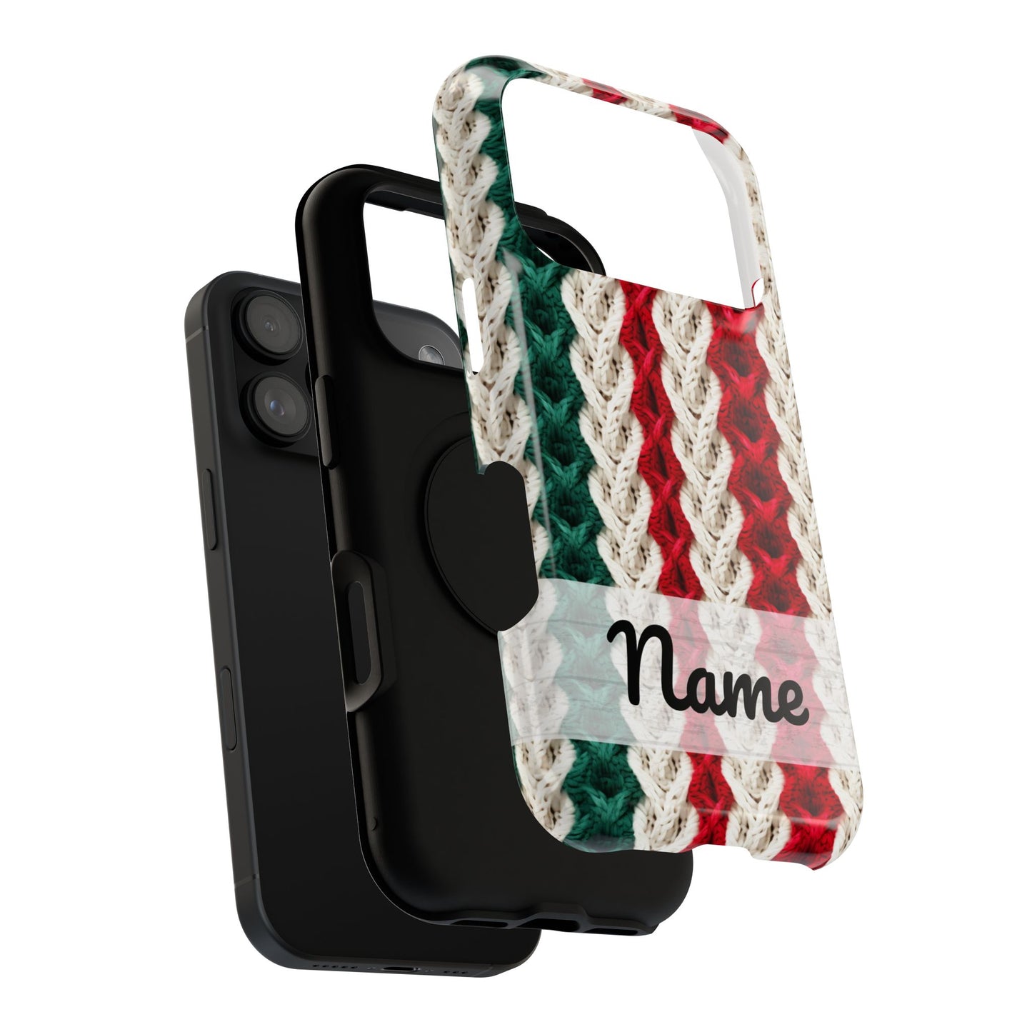 Vintage Christmas Crocheted Afghan Phone Case - Personalized Christmas Phone Case Impact-Resistant Case