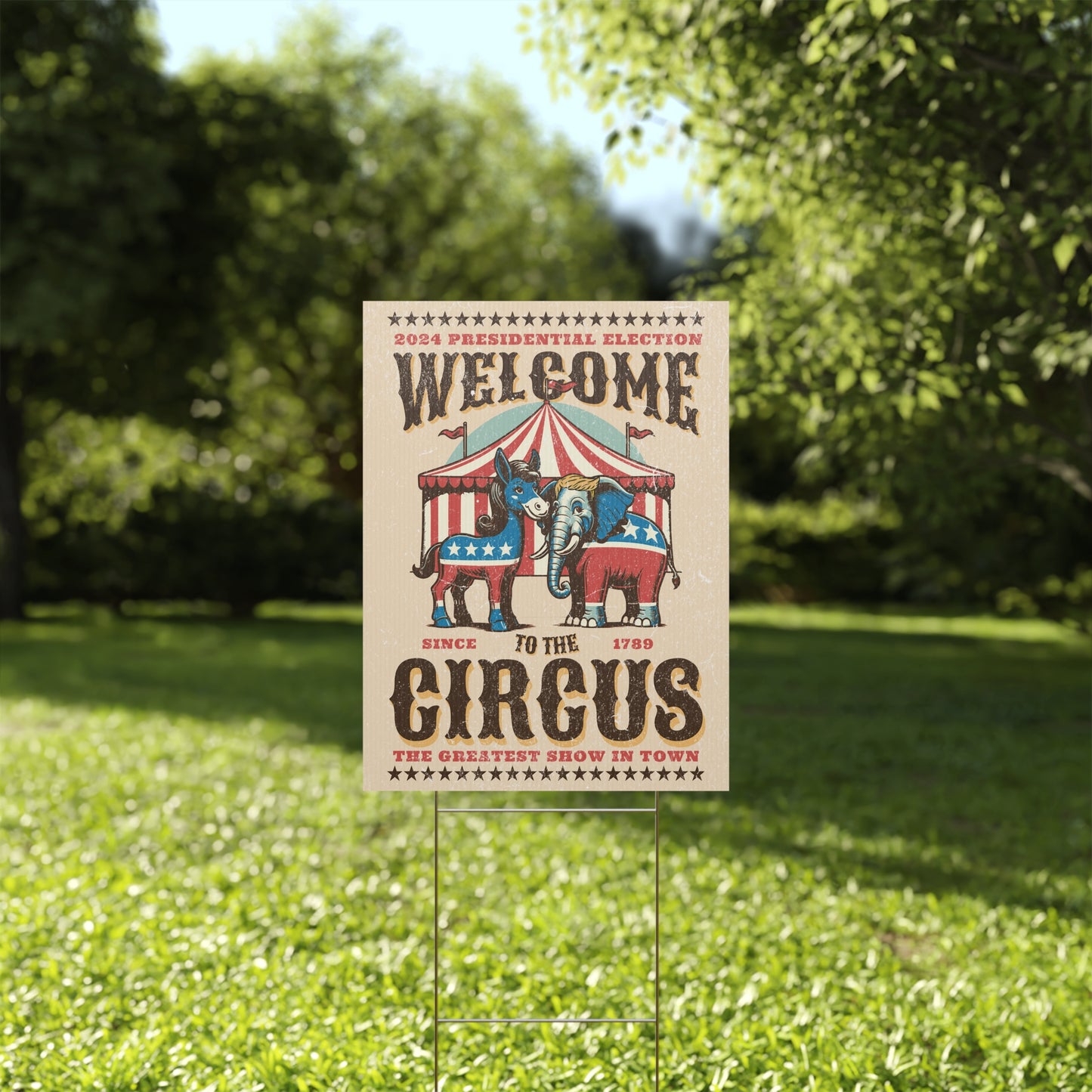 Plastic Political Circus Yard Sign 2024 Election