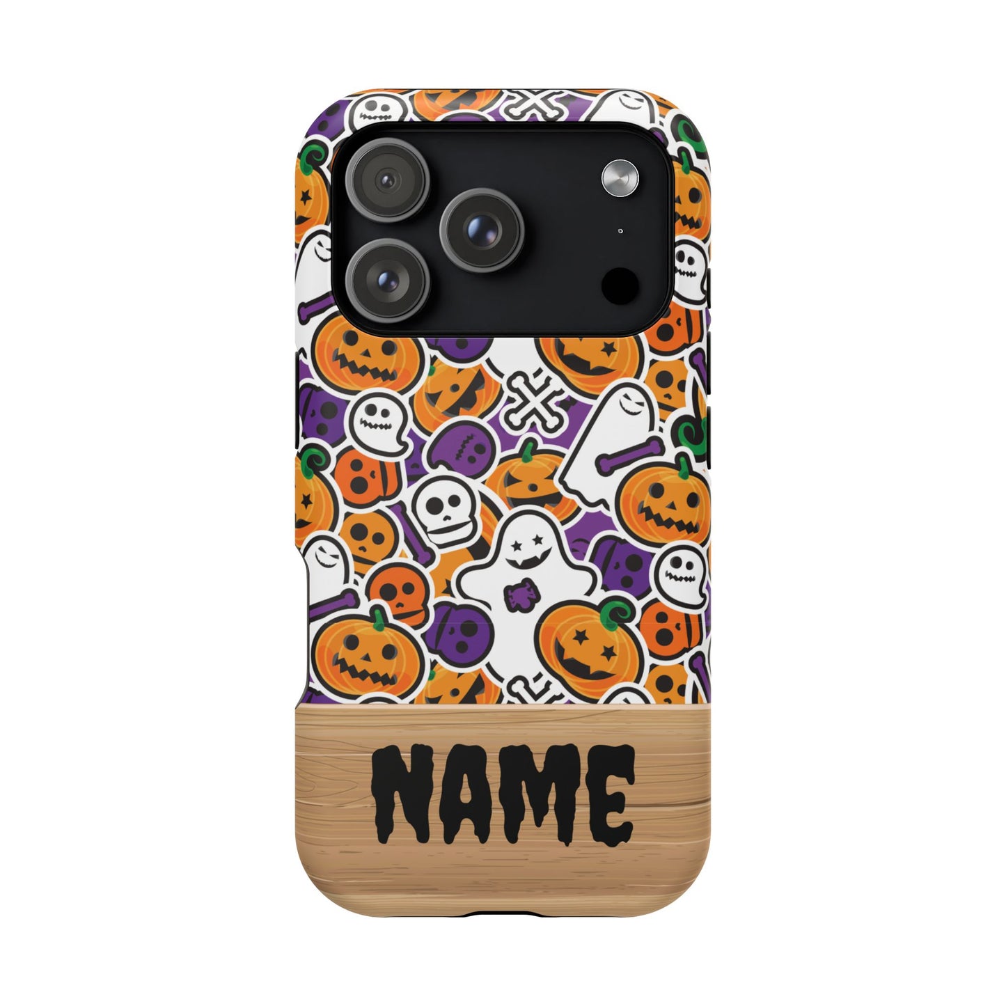Custom, Personalized Halloween Magnetic Tough Cases for iPhone - purple pumpkin ghost skull phone case
