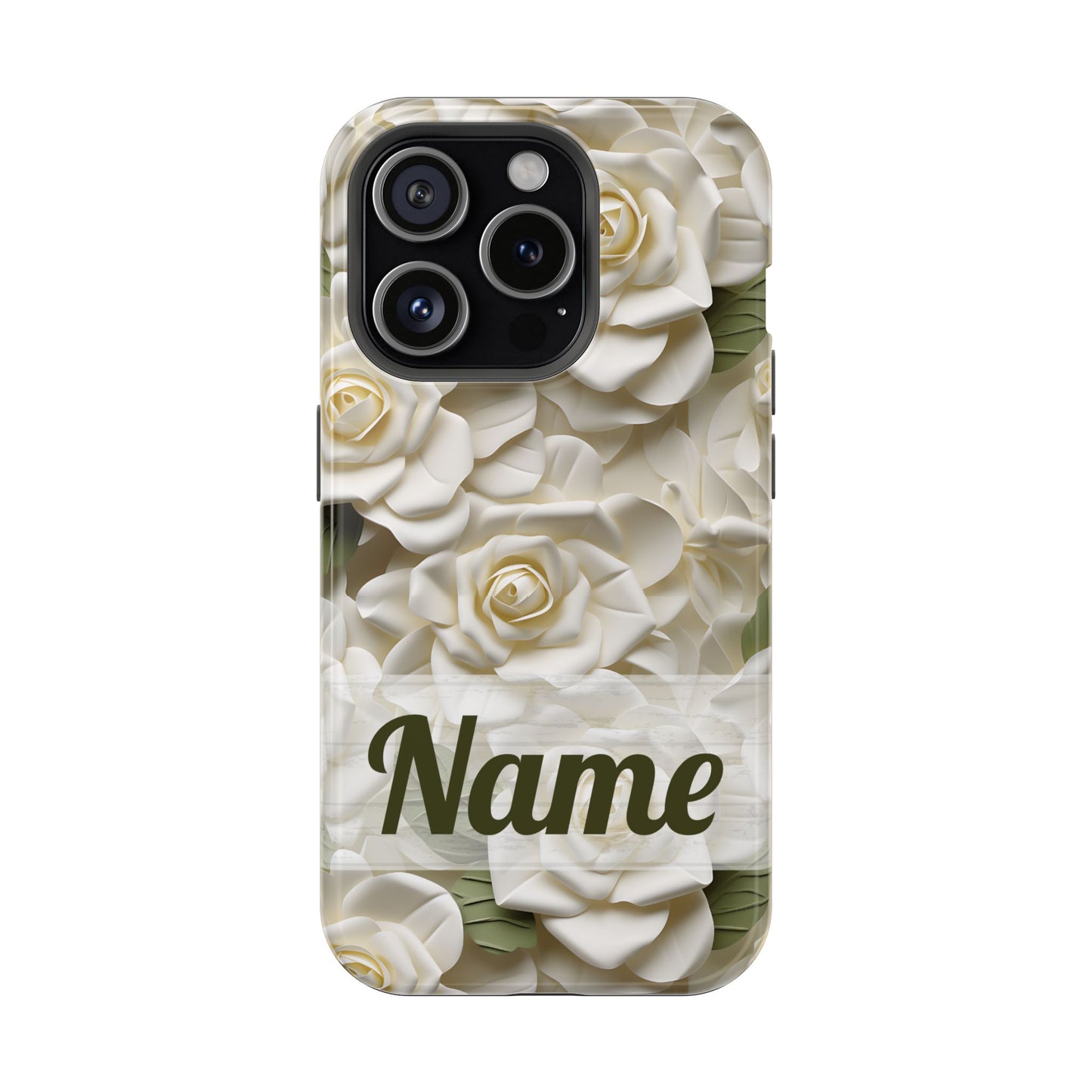 June Birth Flower Phone Case • White Paper Rose iPhone Cover • 3D Floral MagSafe Gift