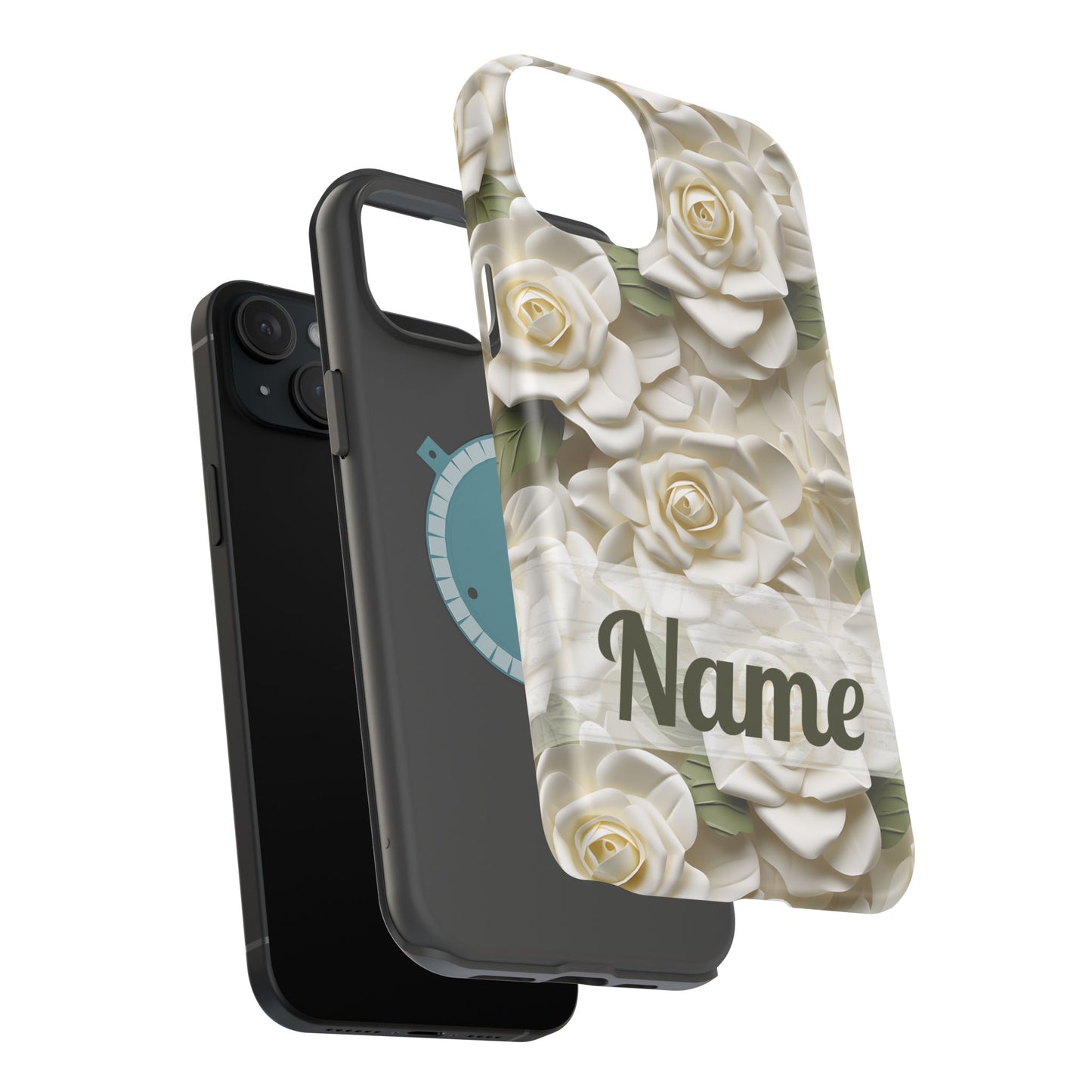 June Birth Flower Phone Case • White Paper Rose iPhone Cover • 3D Floral MagSafe Gift