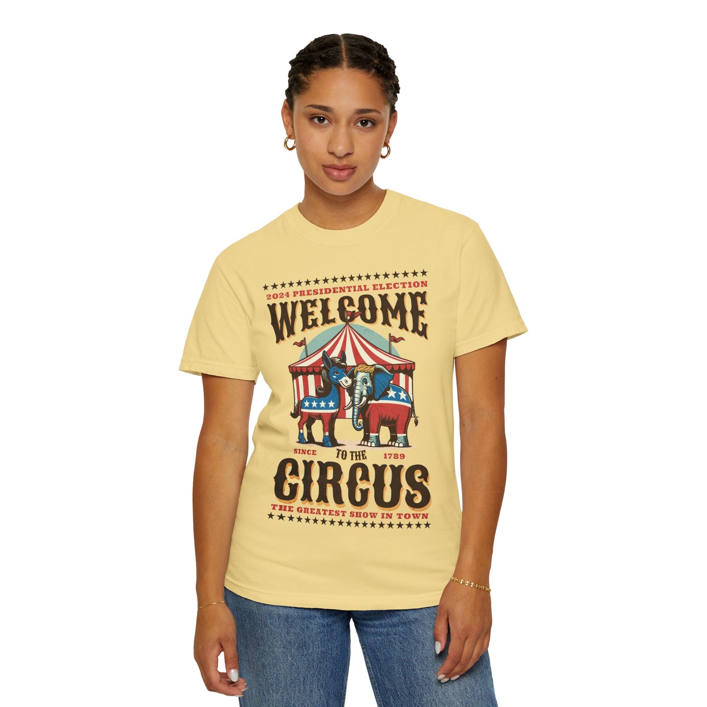 Political Circus T-Shirt | Elephant & Donkey Satire Unisex Garment-Dyed T-shirt election Comfort Colors 1717