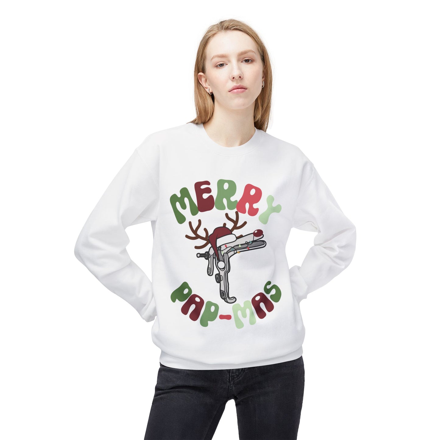 Merry Pap-Mas Funny Gyno Christmas Sweatshirt gynecology office - Unisex Midweight Softstyle Fleece Crewneck Gildan SF000 Sweatshirt pullover