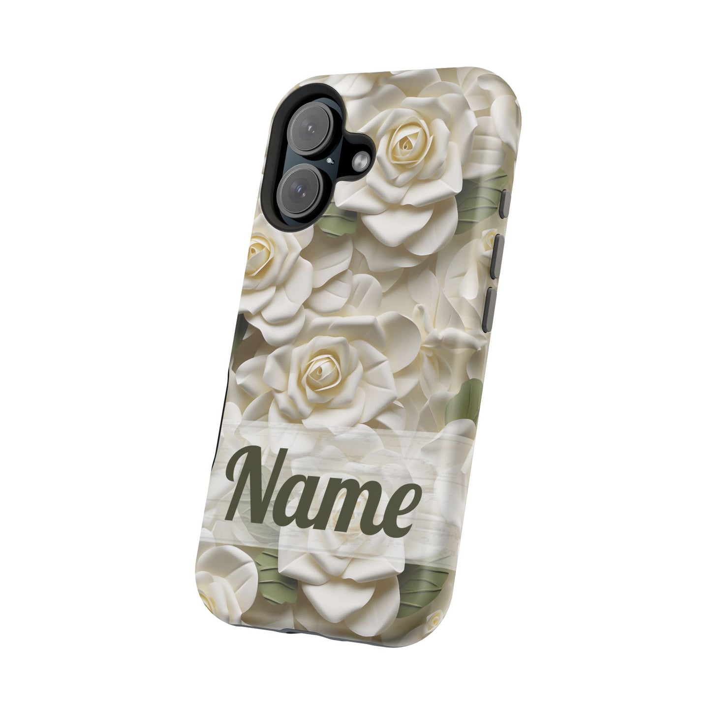 June Birth Flower Phone Case • White Paper Rose iPhone Cover • 3D Floral MagSafe Gift