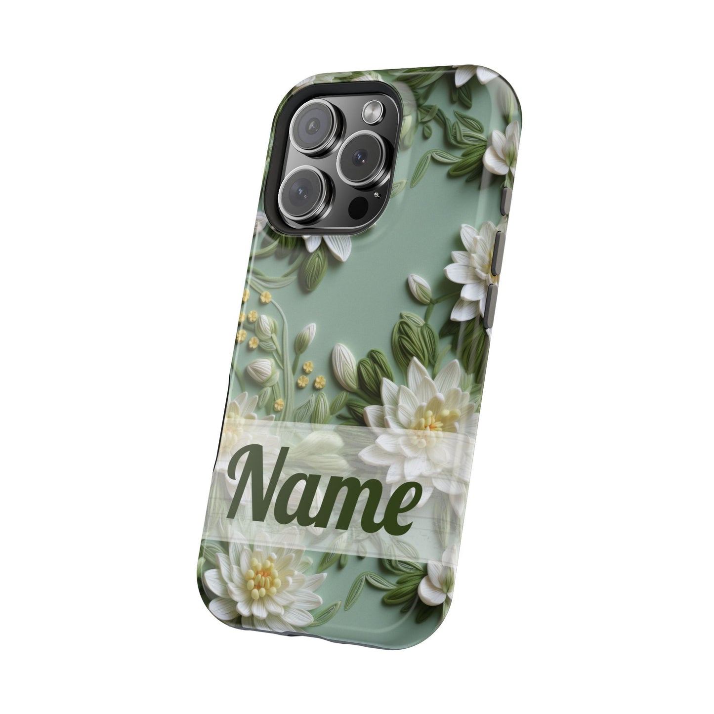 July Birth Flower Phone Case • Embroidered Water Lily iPhone Cover • Pastel MagSafe Gift