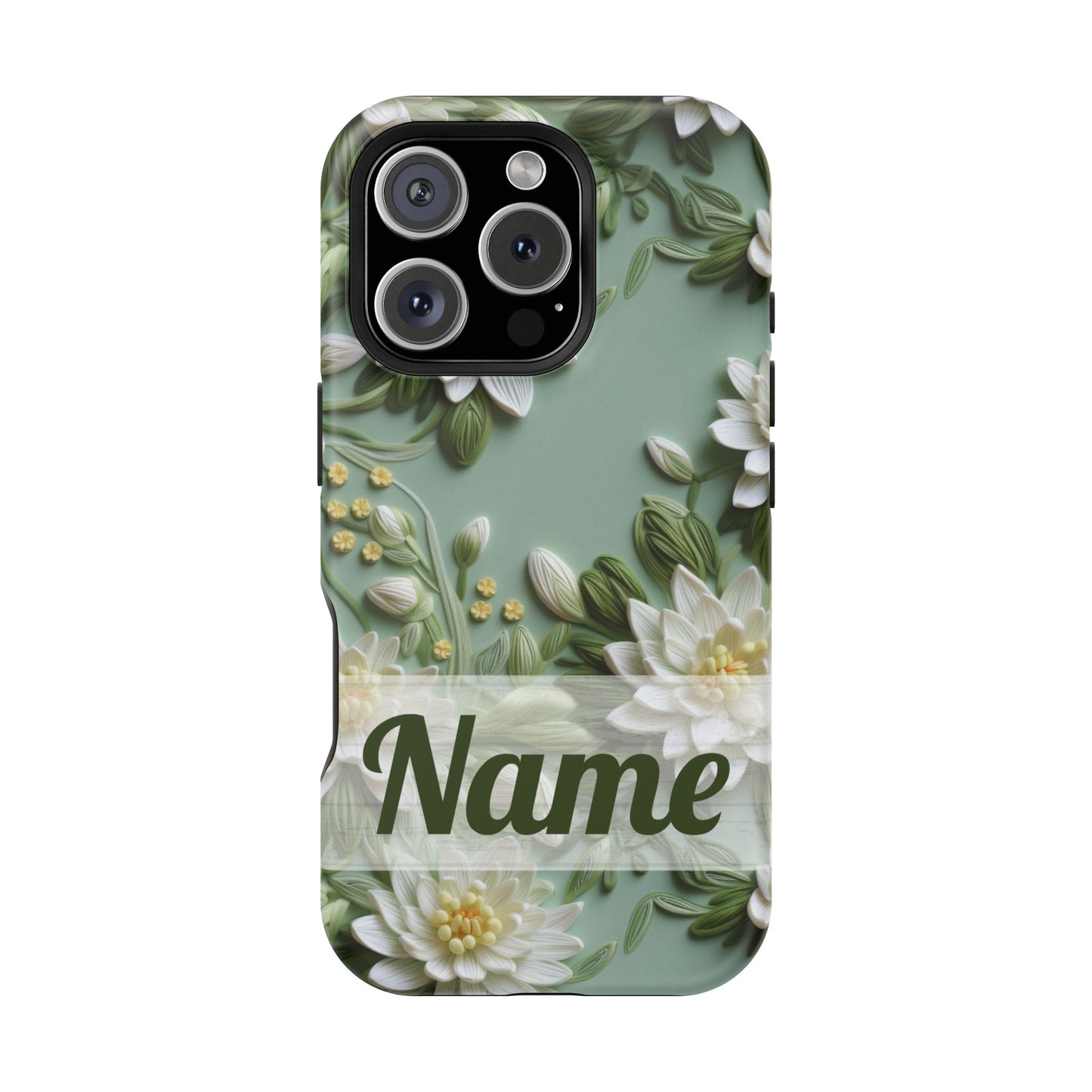 July Birth Flower Phone Case • Embroidered Water Lily iPhone Cover • Pastel MagSafe Gift