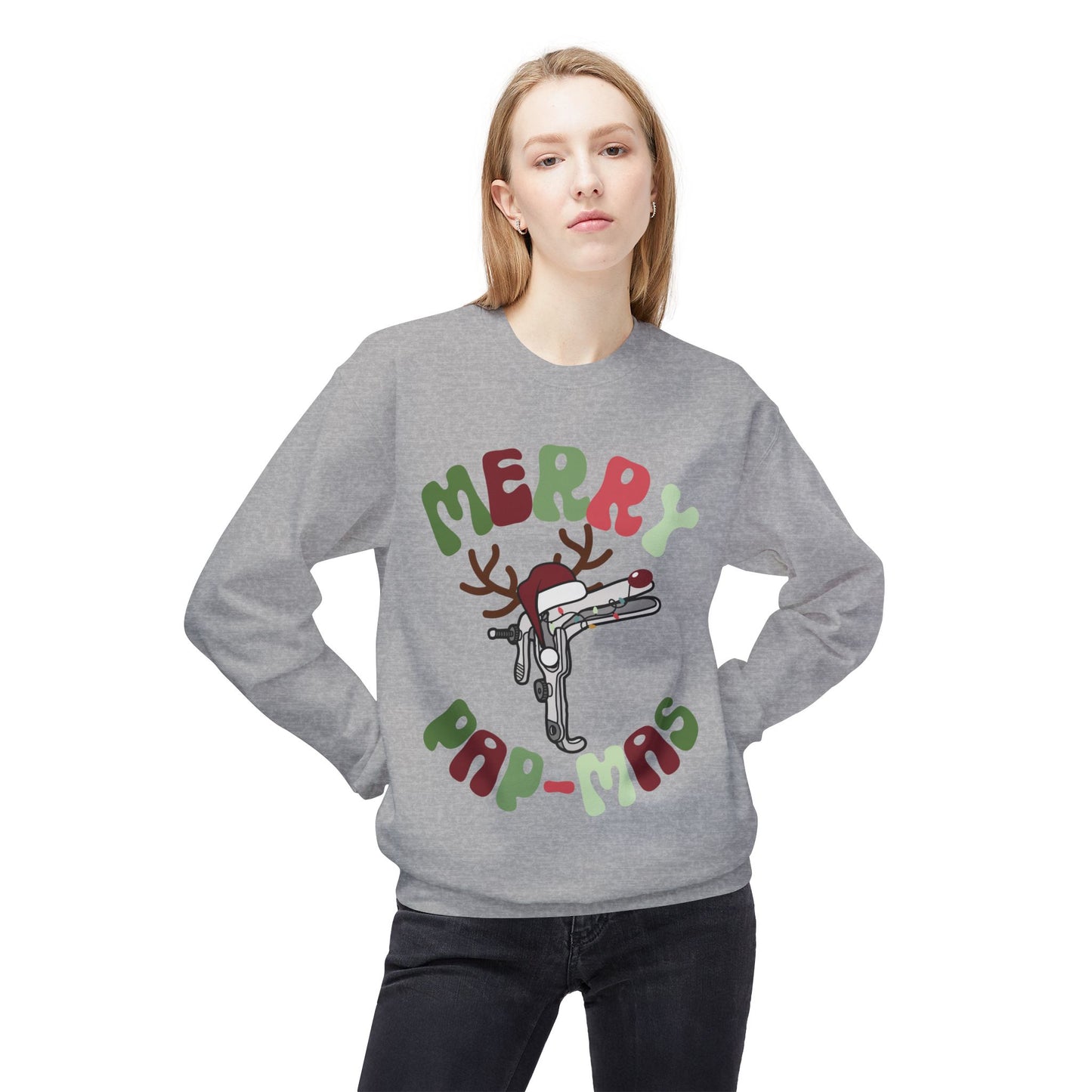Merry Pap-Mas Funny Gyno Christmas Sweatshirt gynecology office - Unisex Midweight Softstyle Fleece Crewneck Gildan SF000 Sweatshirt pullover