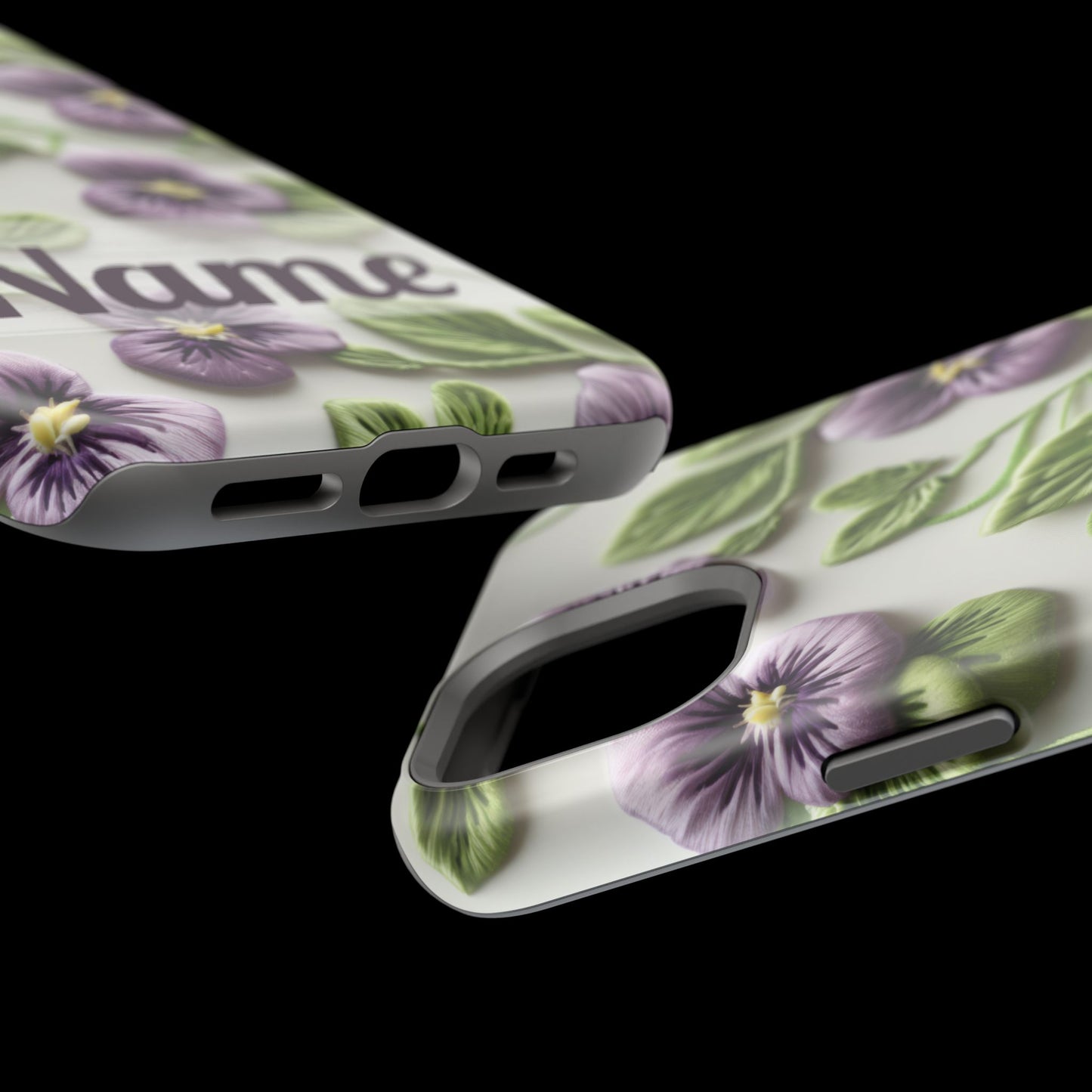 February Birth Flower Phone Case • Violet Embroidery iPhone Cover • MagSafe Gift for Her