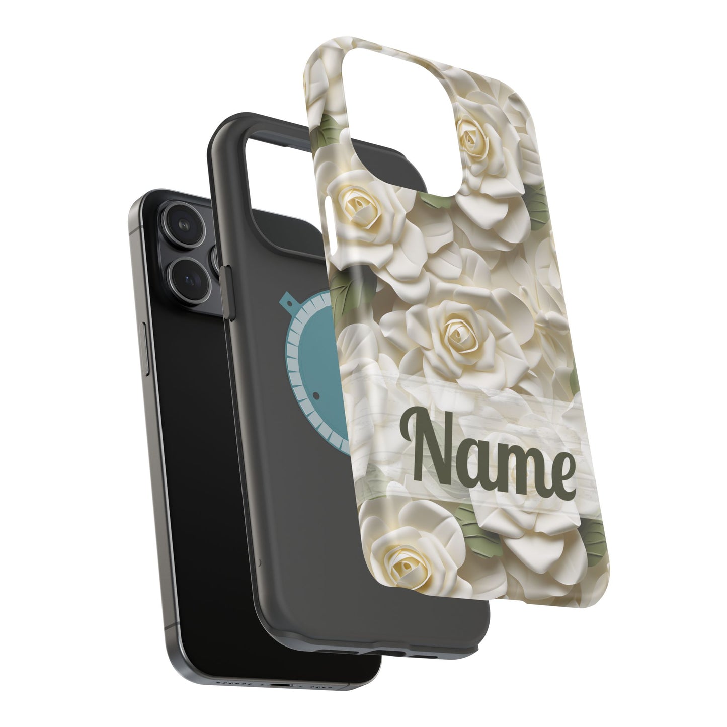June Birth Flower Phone Case • White Paper Rose iPhone Cover • 3D Floral MagSafe Gift