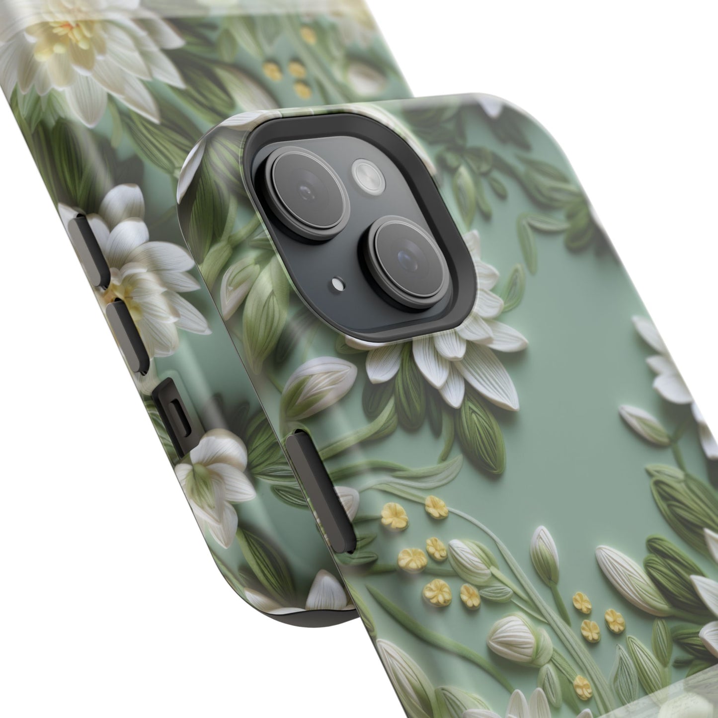 July Birth Flower Phone Case • Embroidered Water Lily iPhone Cover • Pastel MagSafe Gift