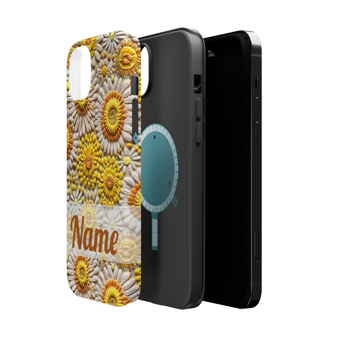 April Birth Flower Phone Case • Embroidered Daisy iPhone Cover • Colorful MagSafe Gift Idea