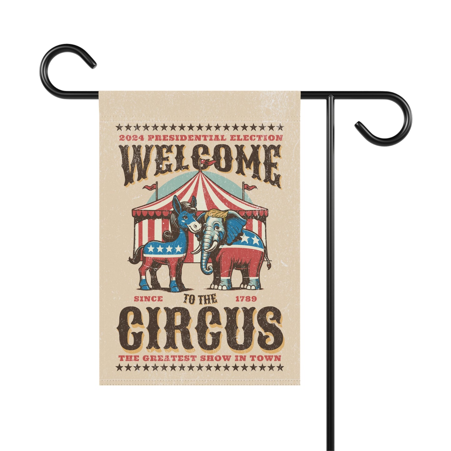 Garden & House Flag or Banner satire 2024 election humor elephant donkey