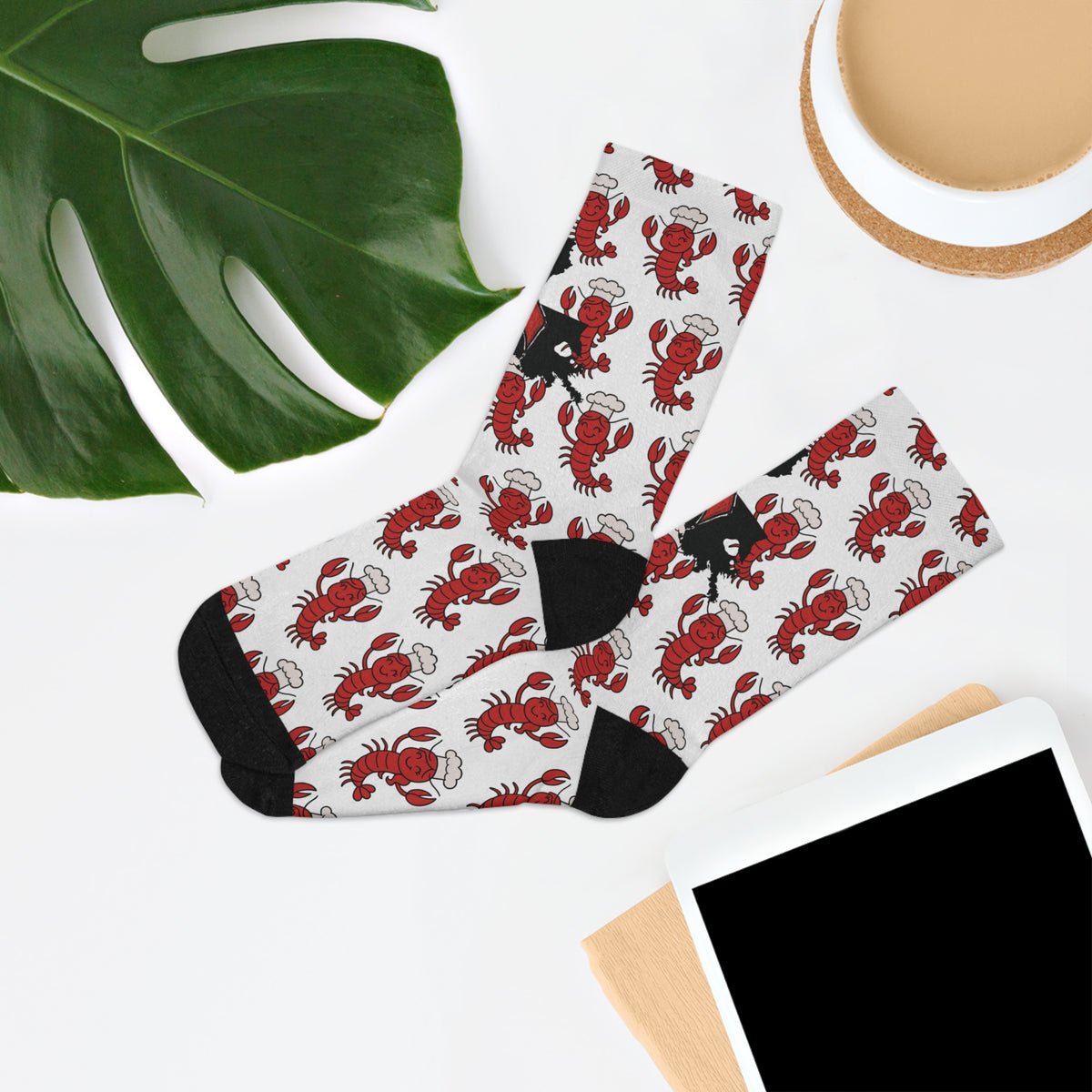 Funny crawfish print crew socks — Louisiana Cajun novelty socks