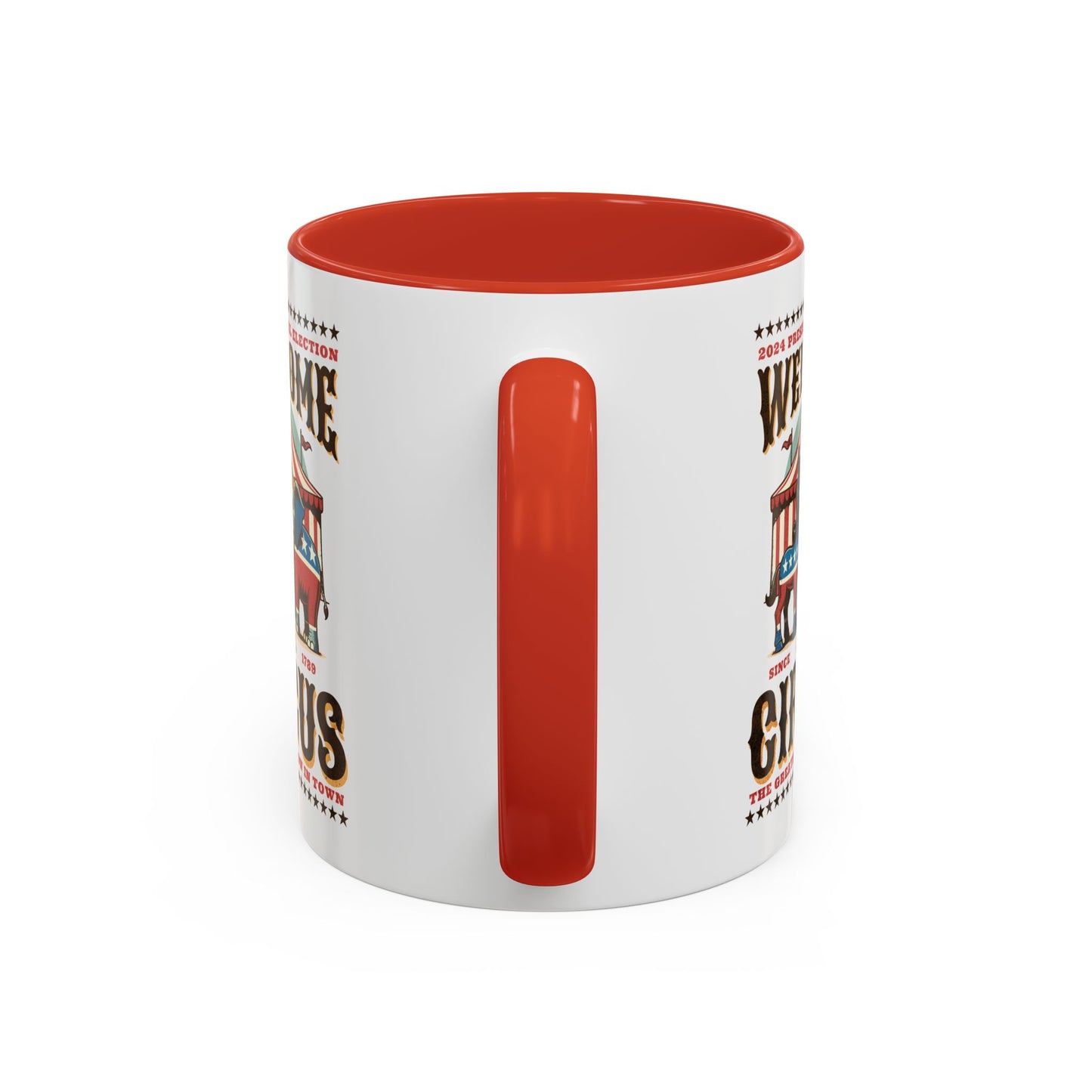 Political Circus Coffee Mug (11, 15oz) - Republican Democrat Independent Elephant Donkey