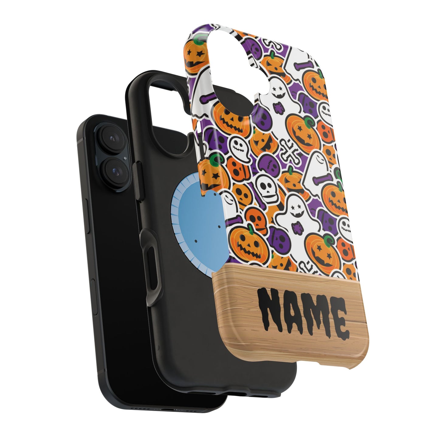 Custom, Personalized Halloween Magnetic Tough Cases for iPhone - purple pumpkin ghost skull phone case