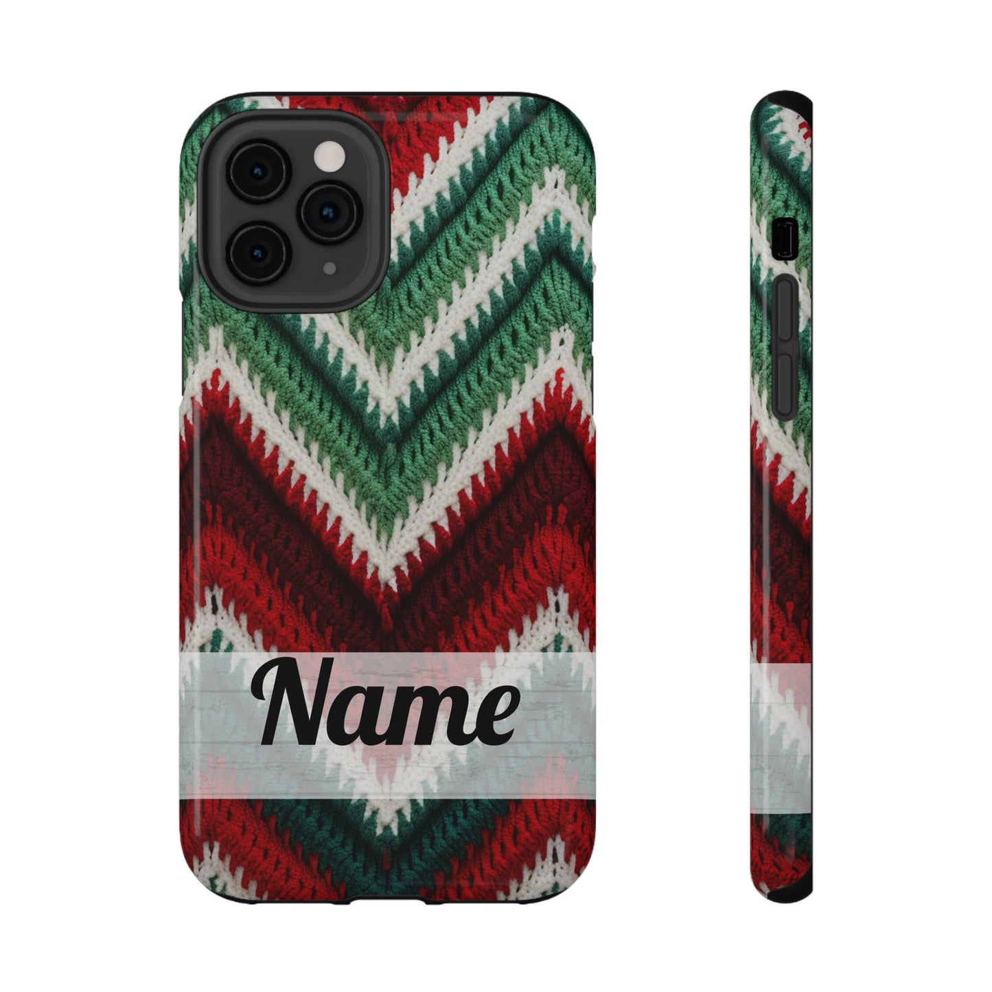 Vintage Christmas Crocheted Afghan Phone Case - Personalized Christmas Phone Case Impact-Resistant Case
