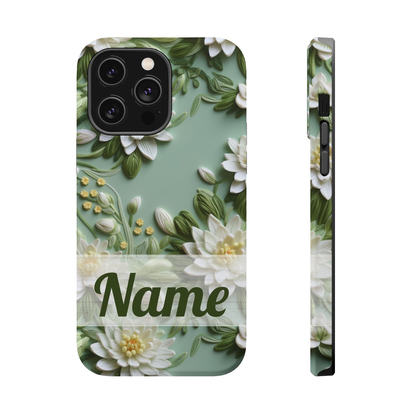 July Birth Flower Phone Case • Embroidered Water Lily iPhone Cover • Pastel MagSafe Gift