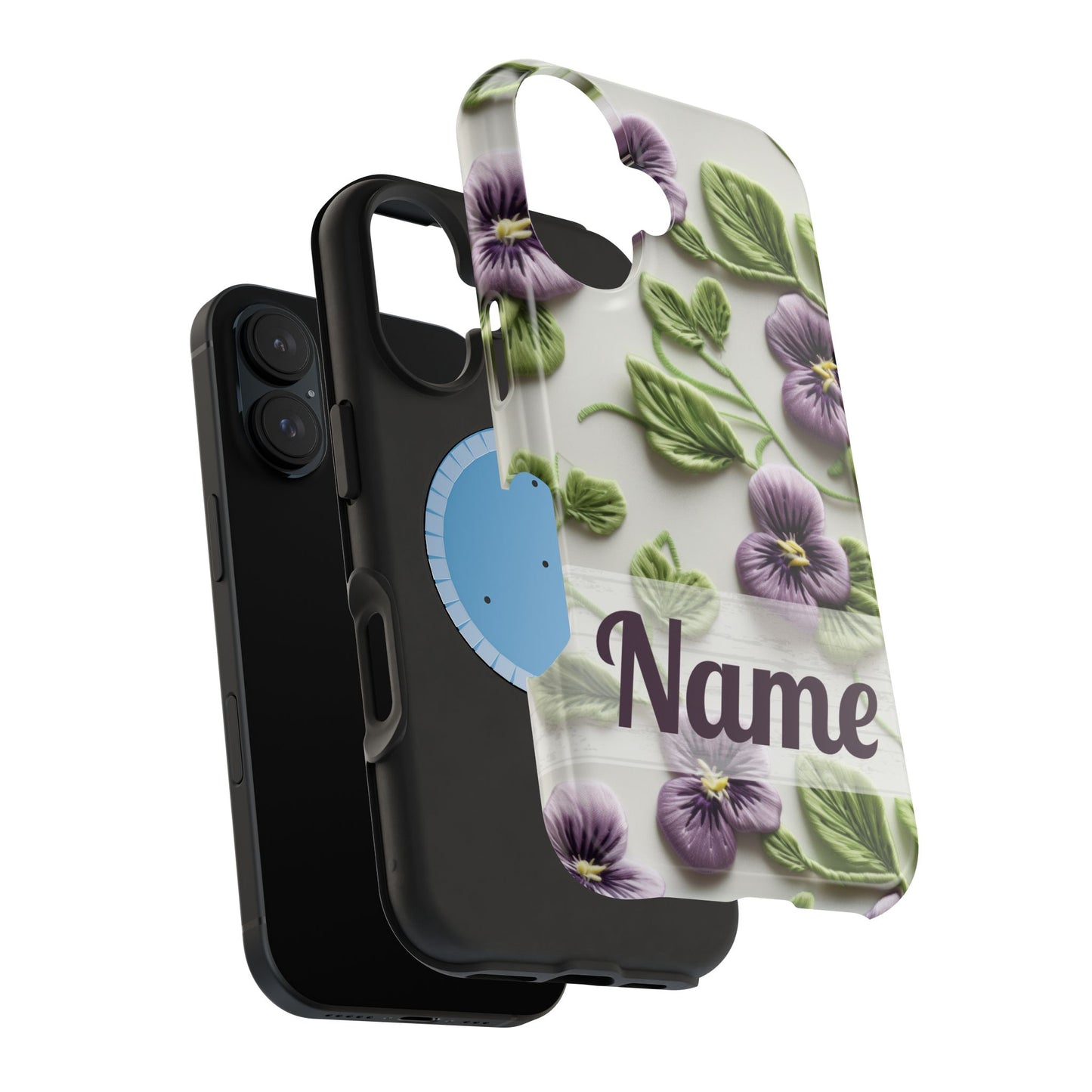 February Birth Flower Phone Case • Violet Embroidery iPhone Cover • MagSafe Gift for Her