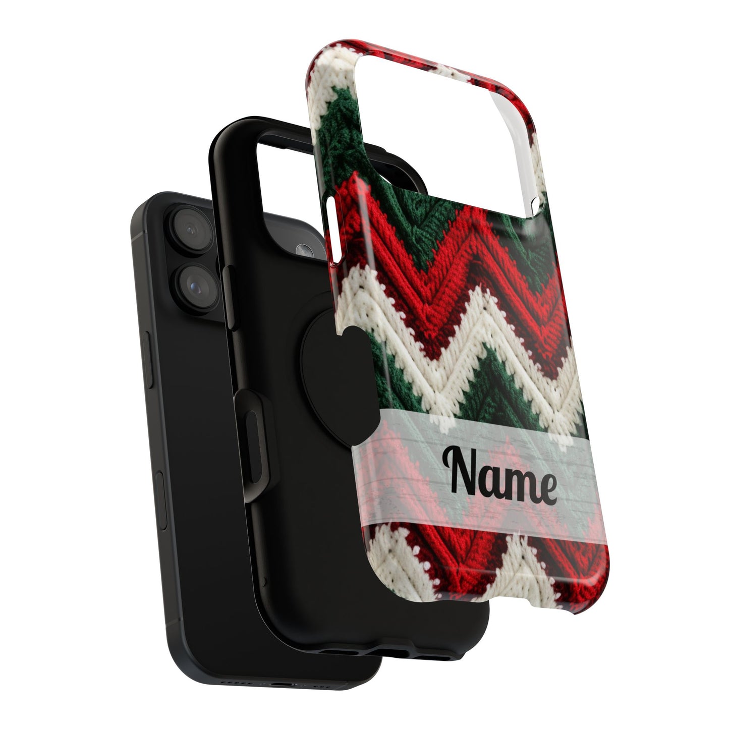 Vintage Christmas Crocheted Afghan Phone Case - Personalized Christmas Phone Case Impact-Resistant Case