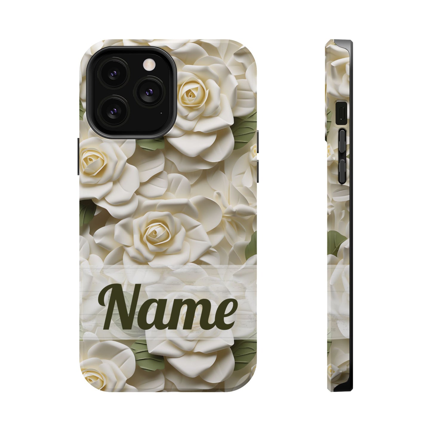 June Birth Flower Phone Case • White Paper Rose iPhone Cover • 3D Floral MagSafe Gift