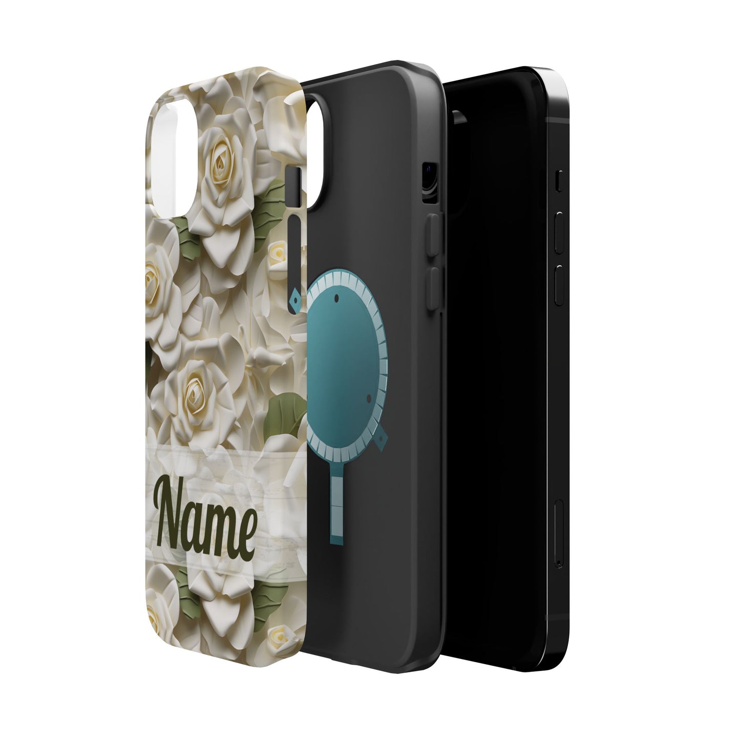 June Birth Flower Phone Case • White Paper Rose iPhone Cover • 3D Floral MagSafe Gift
