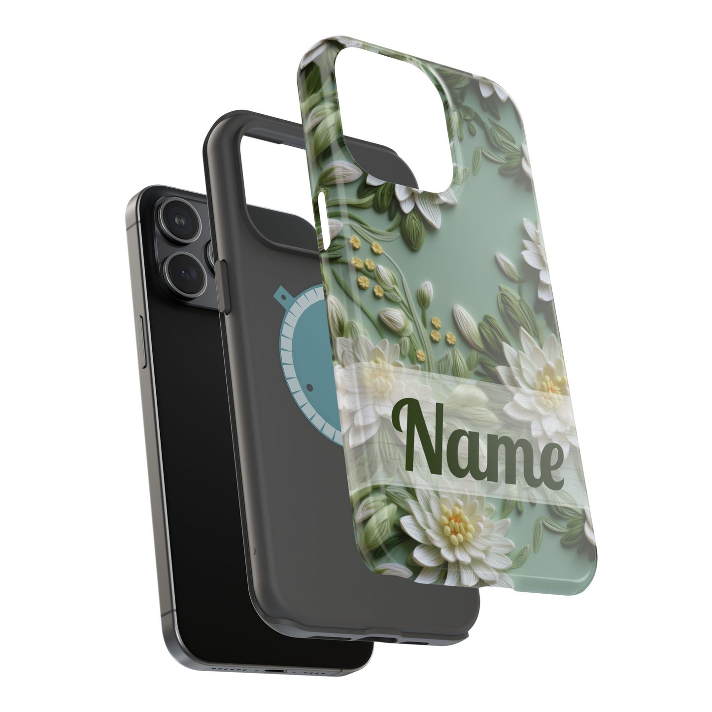 July Birth Flower Phone Case • Embroidered Water Lily iPhone Cover • Pastel MagSafe Gift