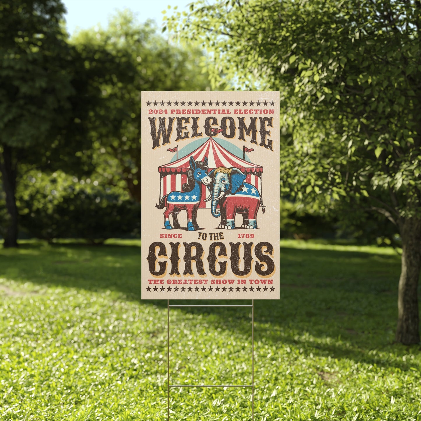 Plastic Political Circus Yard Sign 2024 Election