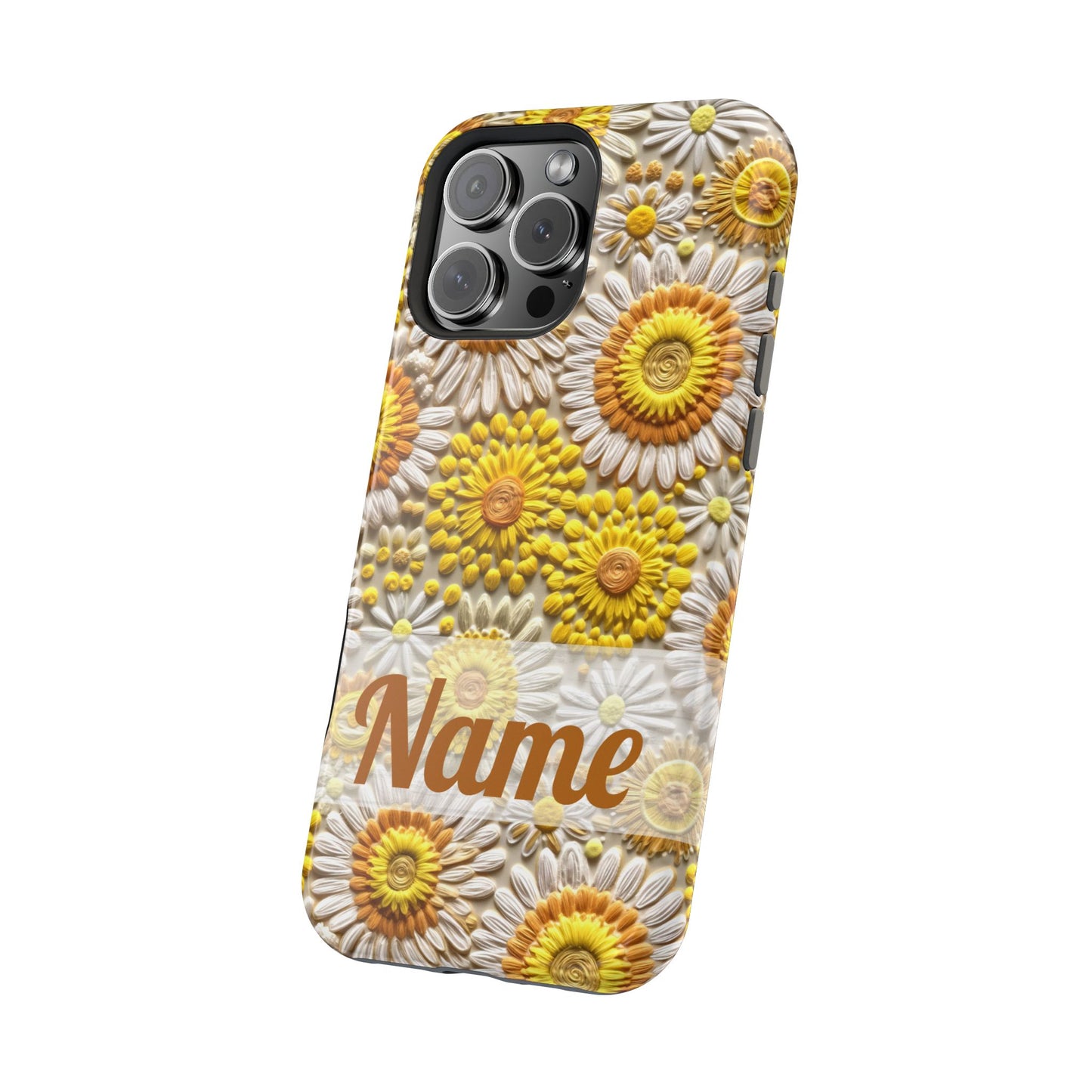 April Birth Flower Phone Case • Embroidered Daisy iPhone Cover • Colorful MagSafe Gift Idea